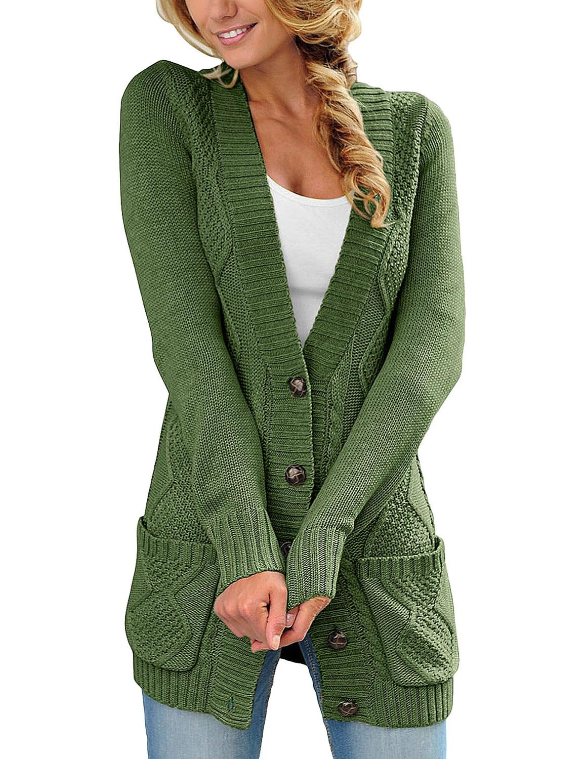 Sidefeel Women's Open Front Cardigan Sweater - Casual Button Down Knit Coat with Pockets | Perfect for Office, Lounge & Fall Layering