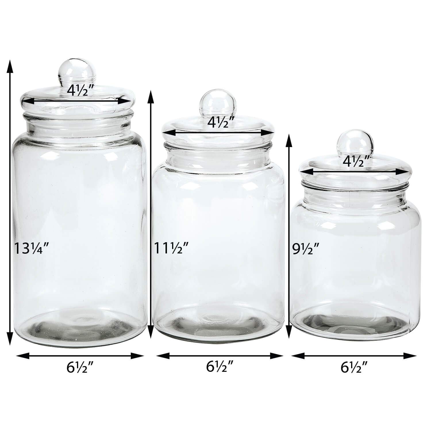 Clear Glass Apothecary Jars with Airtight Lids - Set of 3 Decorative Storage Canisters for Kitchen, Bathroom & Office Organization - Perfect for Spices, Cotton Balls, Candies & Home Decor