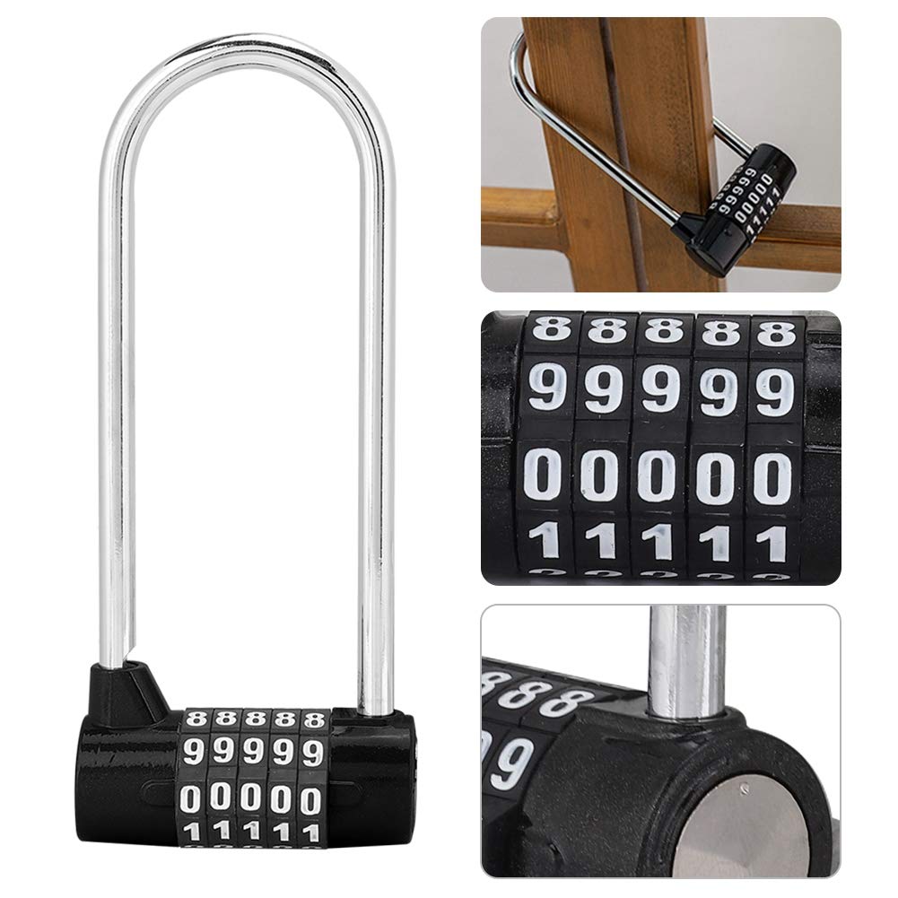 **Sonew 5-Digit Resettable Combination Padlock - Heavy Duty Alloy U-Shaped Security Lock for Gym, School, Cabinet, Locker & Storage (Black) - Ideal for Home, Office & Travel Use**