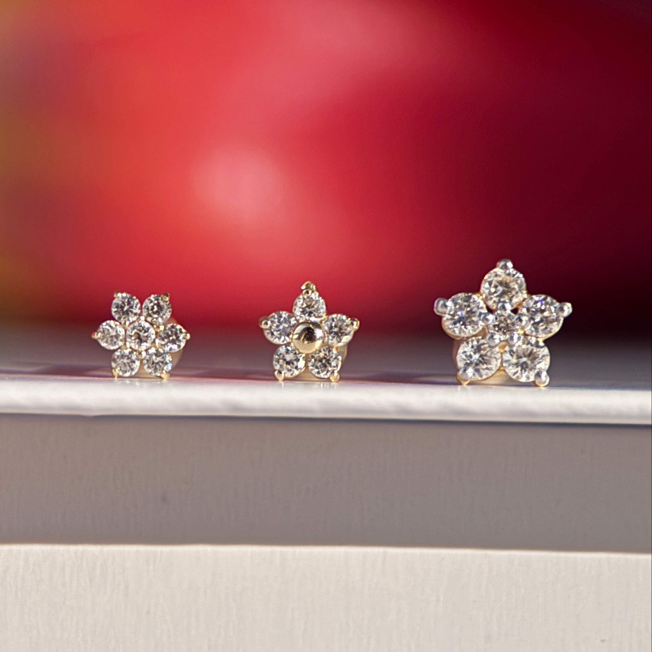 14k Rose Gold Round Diamond Flower Stud Earrings for Women - Perfect for Weddings, Parties & Everyday Elegance