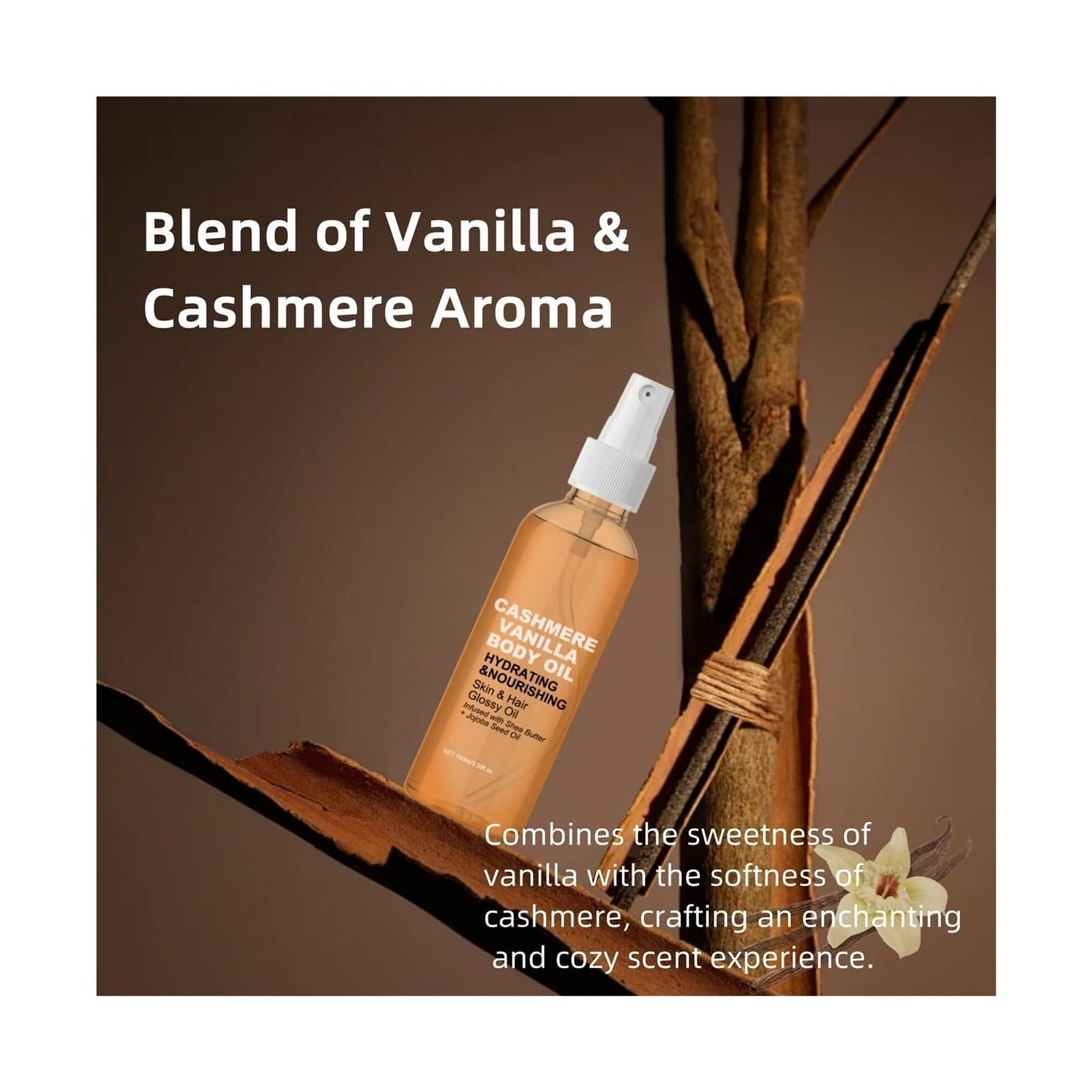 Premium French Vanilla Cashmere Body & Hair Oil - Hydrating, Firming & Nourishing for Skin & Hair Care - Perfect for Spa, Massage & Daily Moisturizing (1pc)