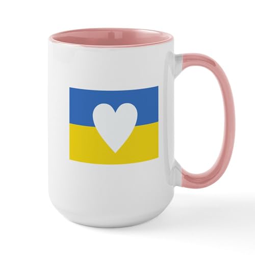 White/Pink Inside - Ukraine Heart Mugs