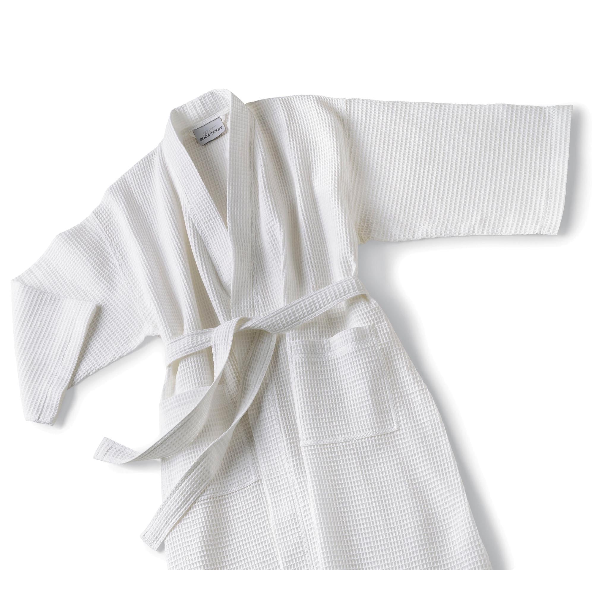 Boca Terry Robe - Soft Waffle Kimono Bathrobe for Women & Men - Cozy White Spa Robe - Perfect for Bath, Lounge & Relaxation at Home