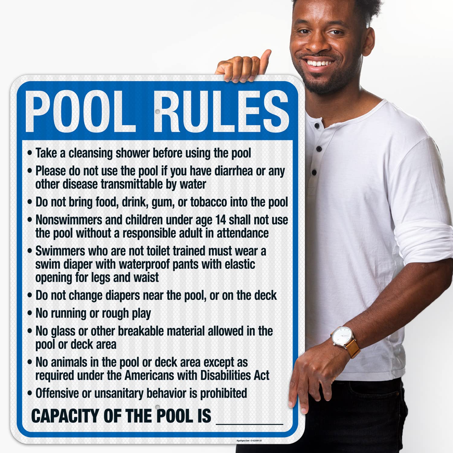 Montana Pool Rules Sign - Compliant with State Safety Code, 24x30 Inches, 3M EGP Reflective .080 Aluminum, Fade Resistant - Perfect for Public Pools, Community Centers & Backyard Swimming Pools - Made in USA