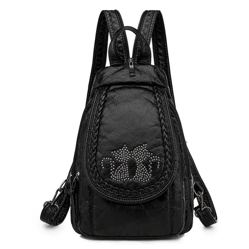 Soft Washed Leather Women's Backpack - Stylish & Durable Handbag for Work, Travel & College | Fashionable Everyday Purse for Commuting & Shopping