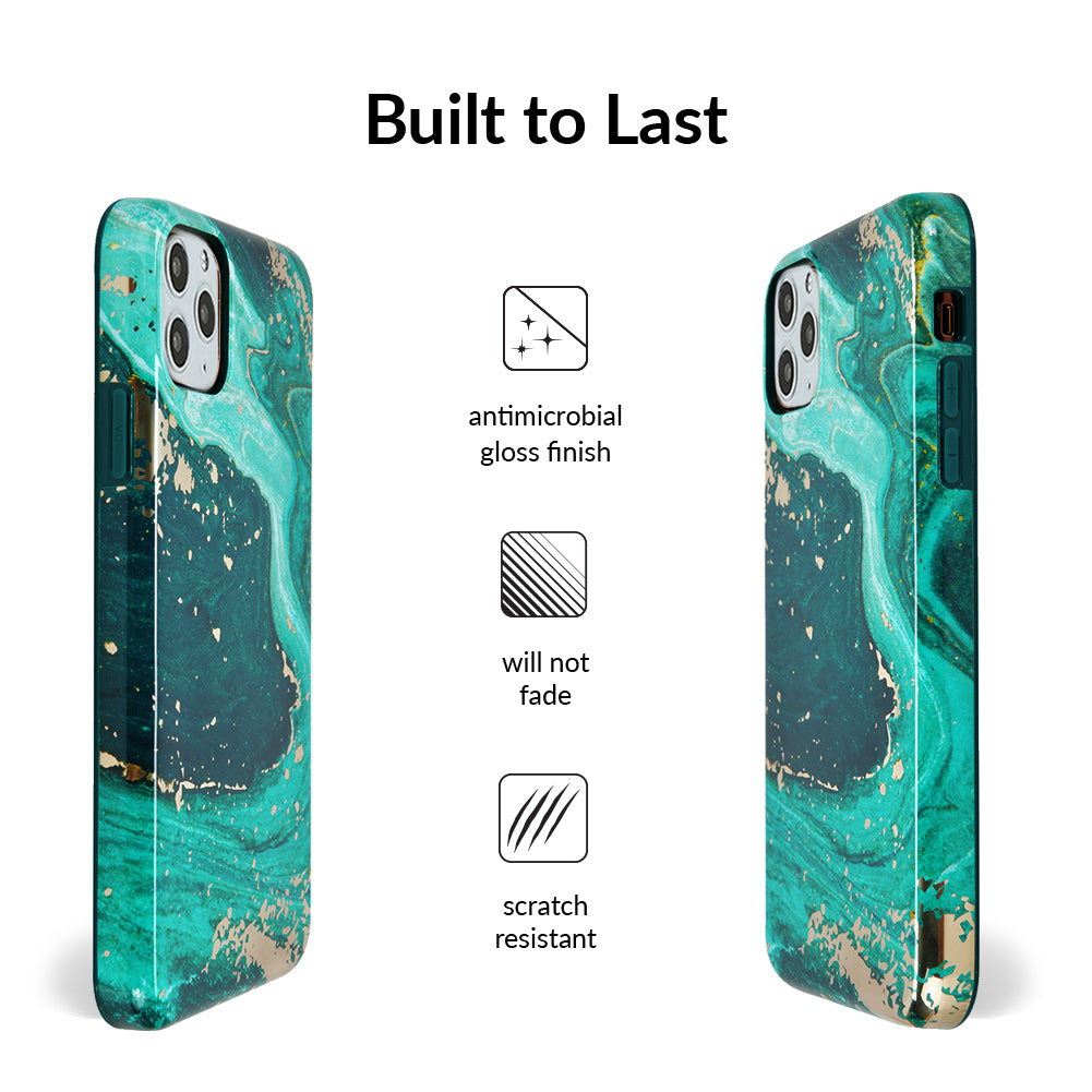 Emerald Marble iPhone Case - Elegant Protective Cover for iPhone 13/14/15 Pro Max - Perfect for Work, Travel & Everyday Use