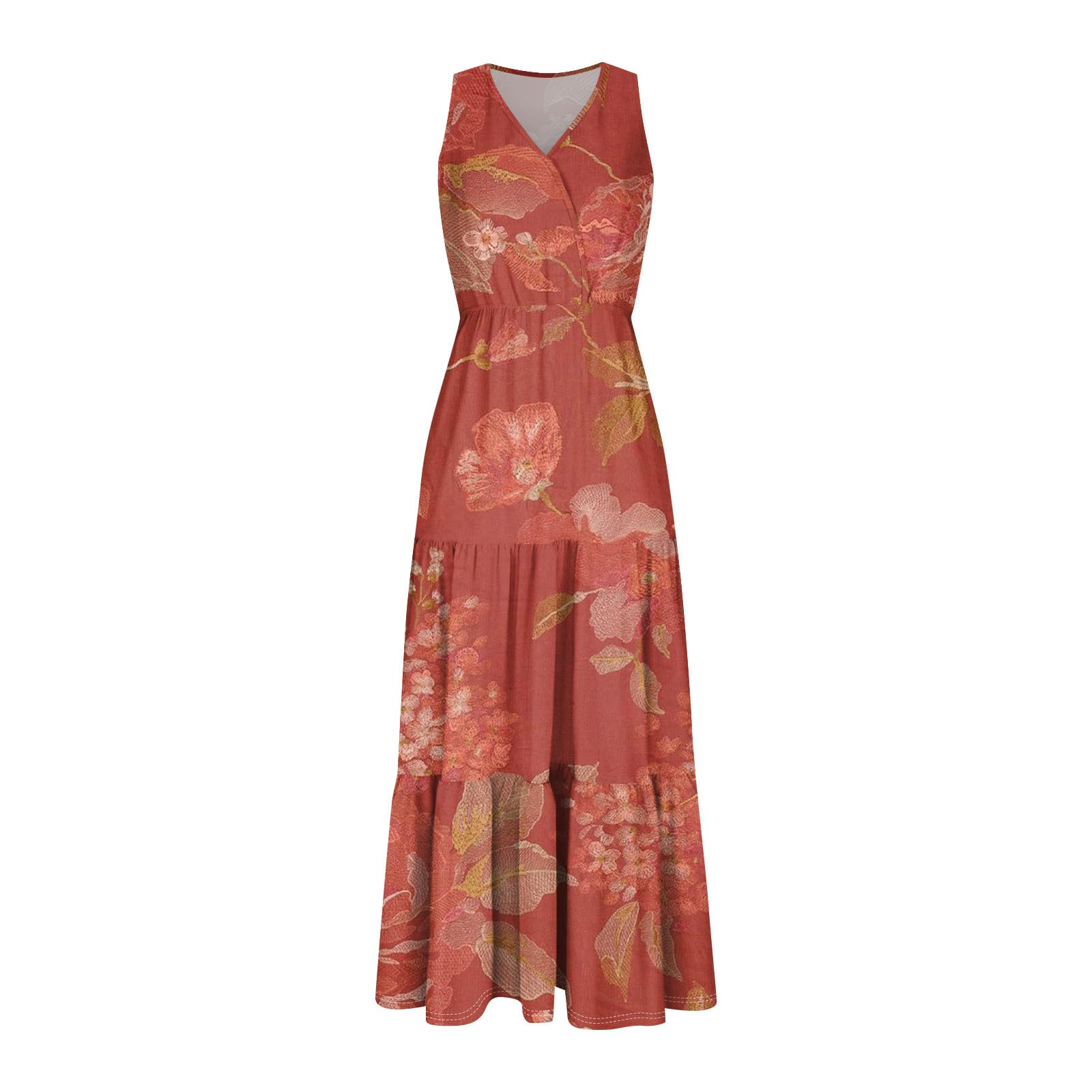 Women's Floral Sleeveless Crossover V-Neck Maxi Dress - Summer Beach Dress for Women, Sizes S to XXL - Perfect for Beach Vacations, Pool Parties & Summer Outings