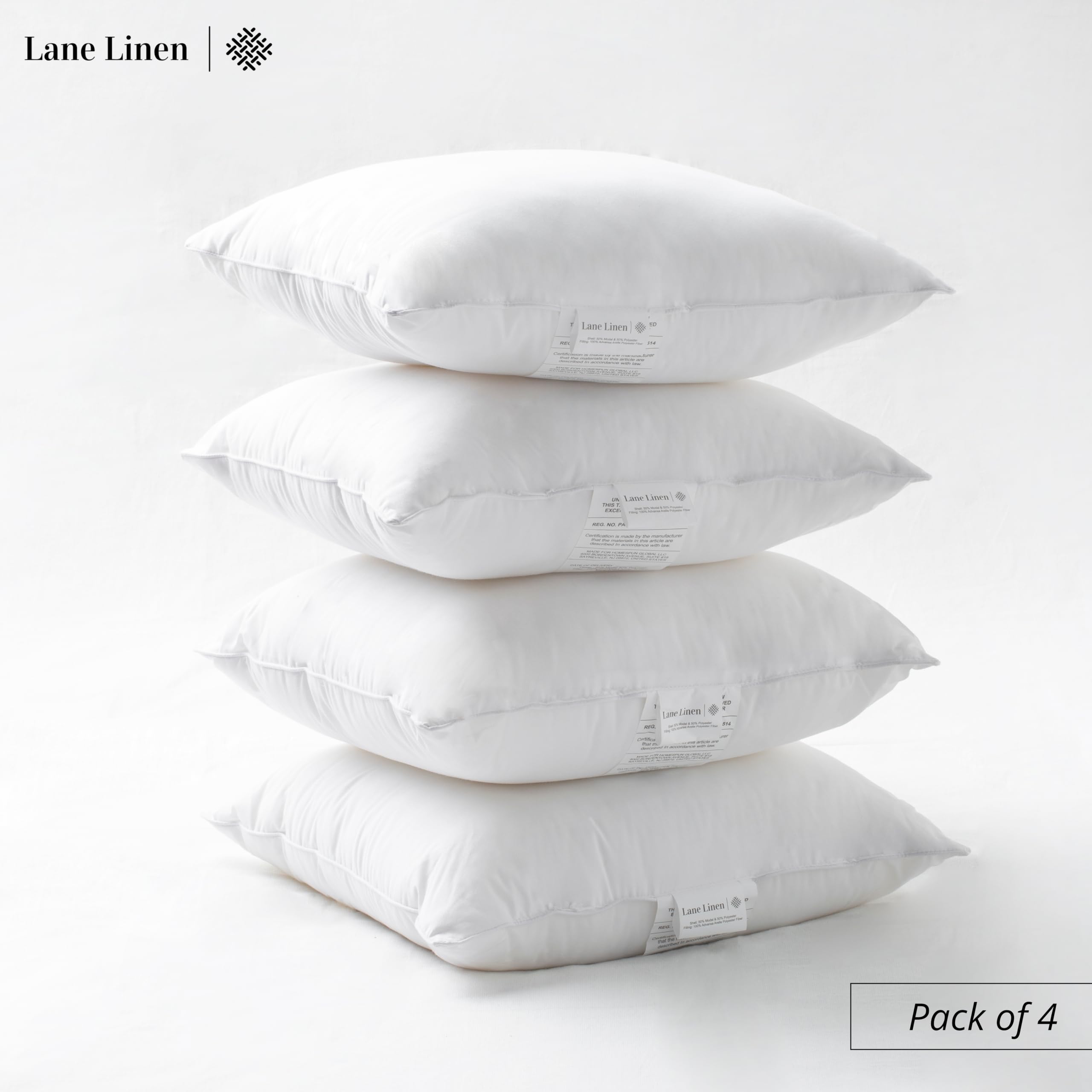 Premium 16x16 Inch White Throw Pillow Inserts (Set of 4) - Soft Down Alternative Filling for Decorative Couch Pillows, Bed Pillows & Home Decor - Perfect for Living Room, Bedroom & Sofa Styling