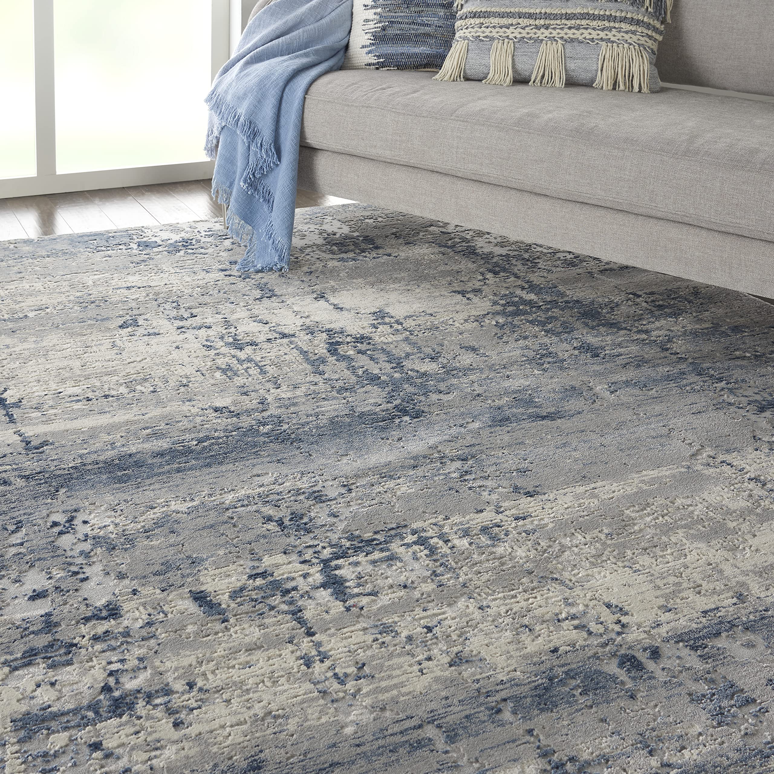 Nourison Rustic Textures Modern Artistic Ivory/Blue 7'10
