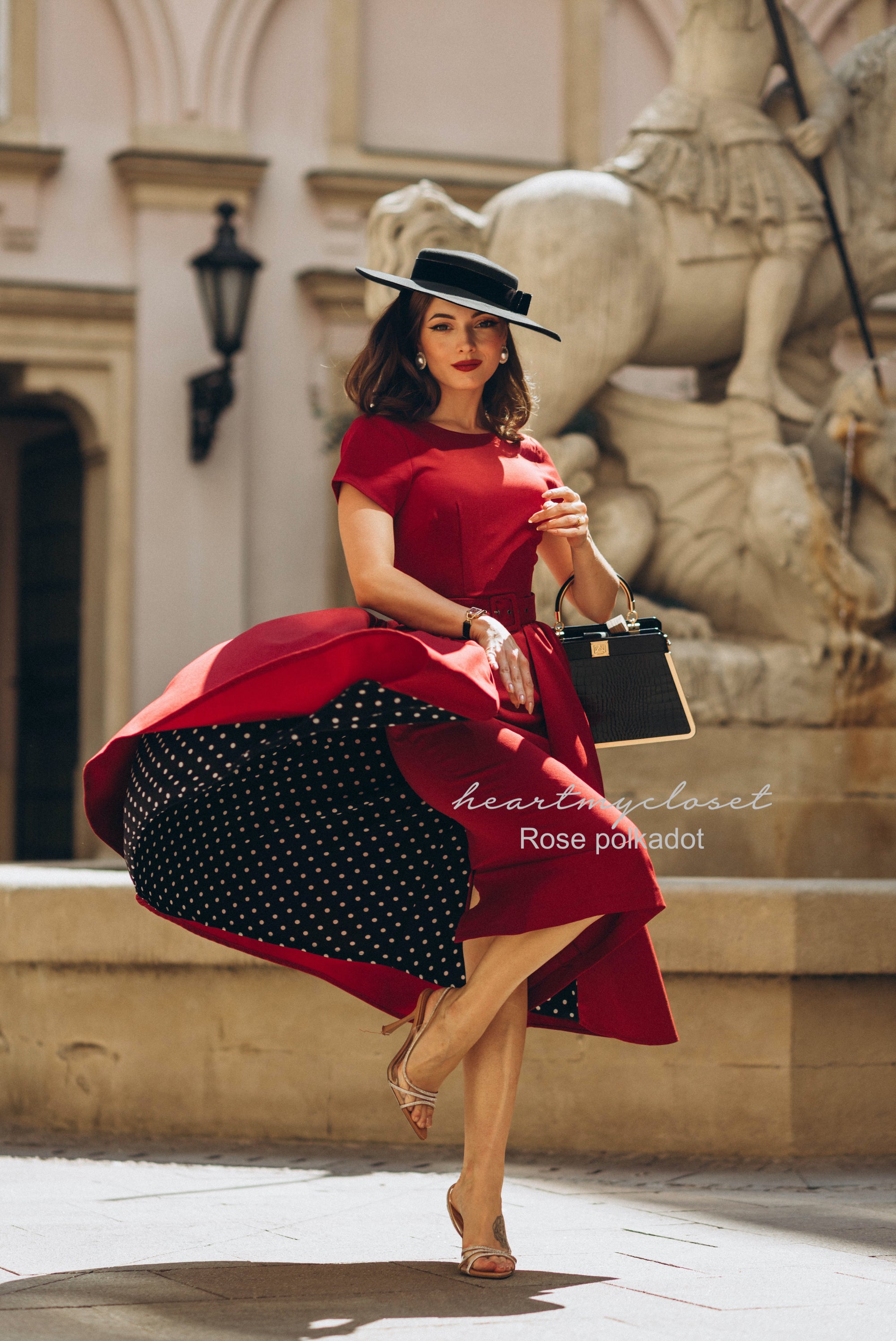 Polka Dot Rose Pencil Dress with Removable Skirt Wrap - Elegant Women's Bodycon Dress for Party, Wedding & Special Occasions