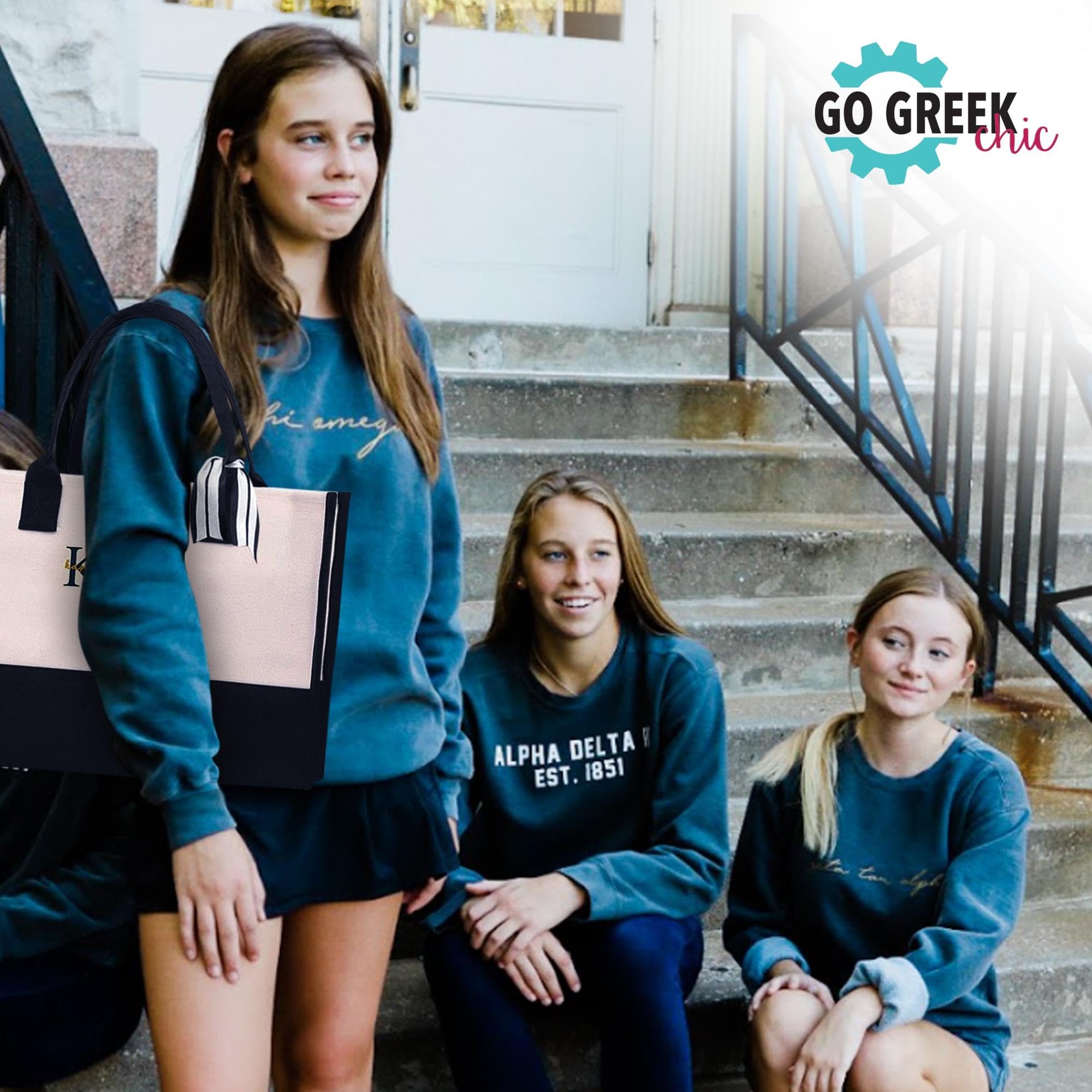 Go Greek Chic Embroidered Cotton Tote Bag - Stylish & Durable Handbag for Women, Perfect for Shopping, Beach & Daily Use