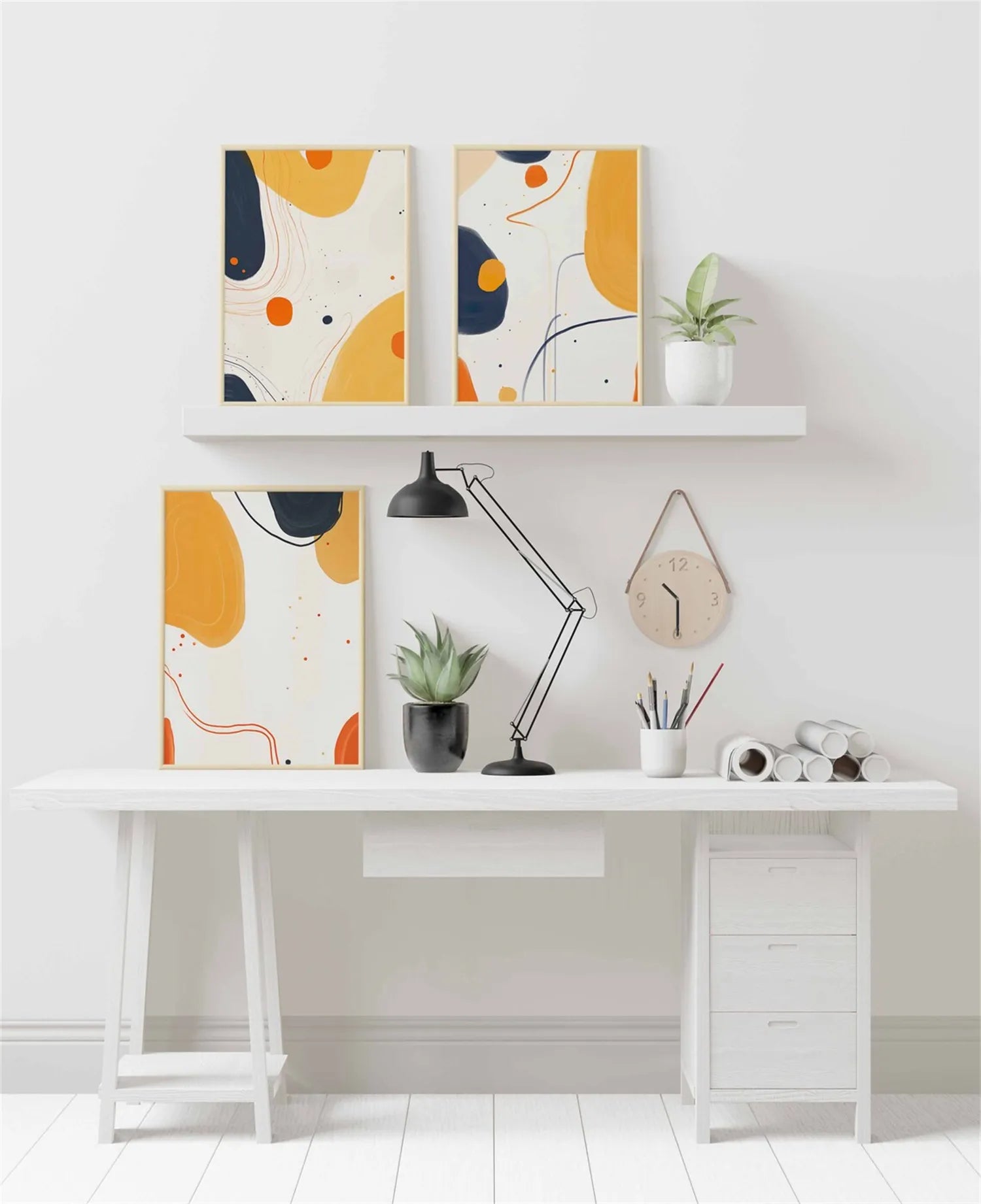 Abstract Tranquility Wall Art Set of 3 - Modern Minimalist Canvas Prints for Living Room, Bedroom & Office Decor - #WS184