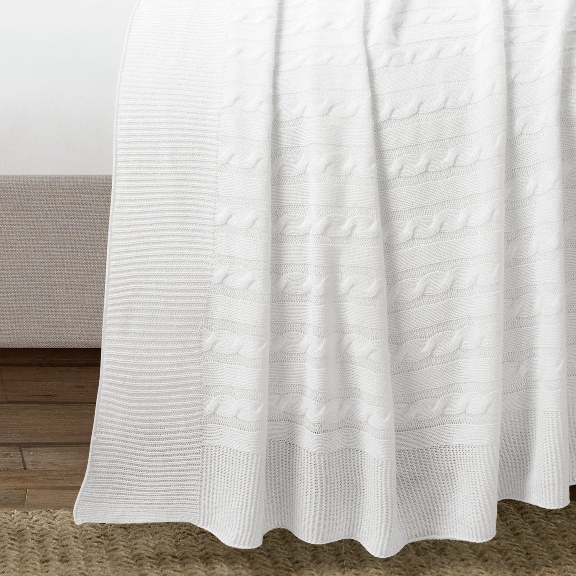 Soft Knitted Cable Blanket - Cozy & Warm Throw Coverlet for Bed, Sofa & Couch - Perfect for Winter Nights, Movie Time & Home Decor