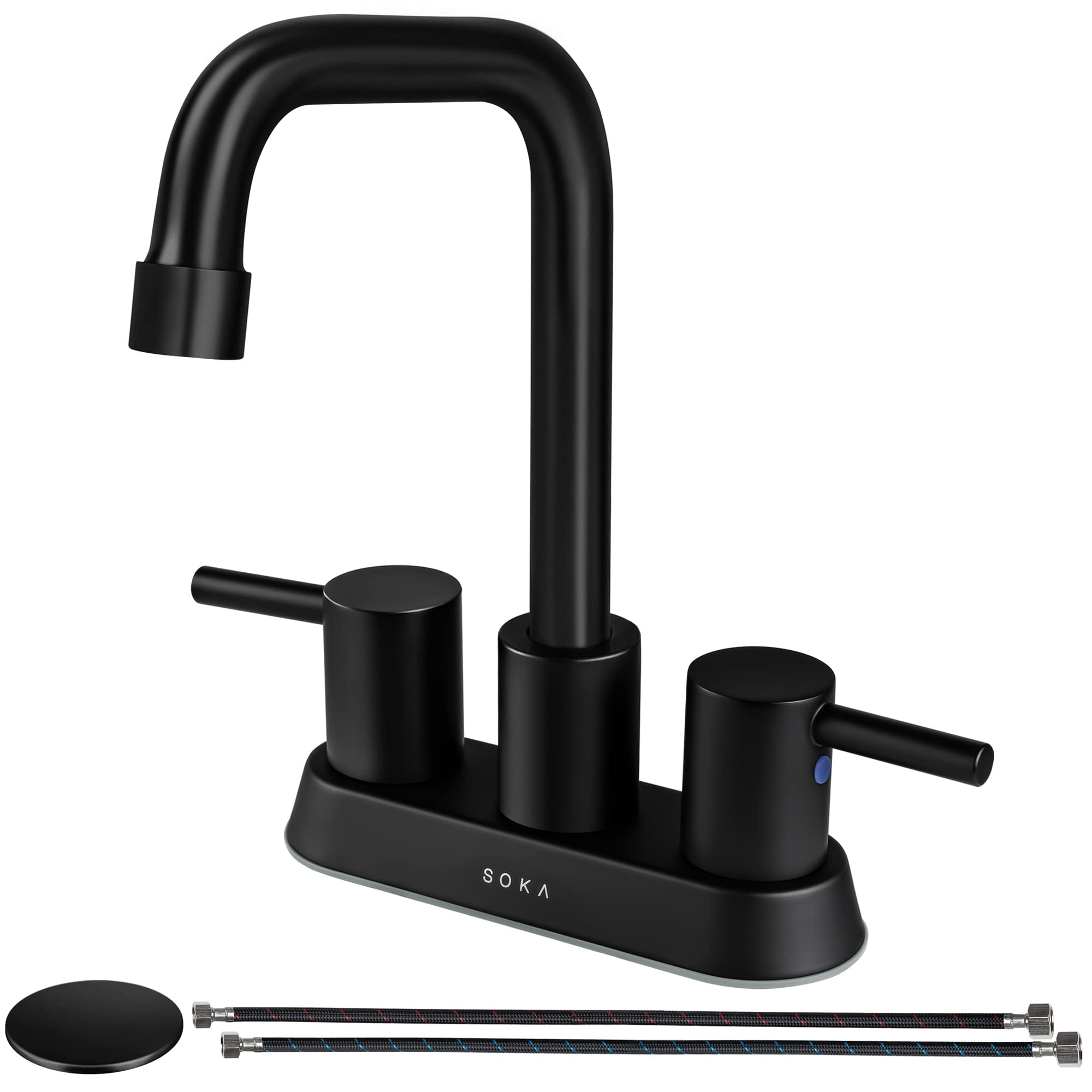 Commercial 4-Inch Centerset Bathroom Faucet with 2 Handles - 3 Hole Touchless Hand Sink Faucet for Public Restrooms, Hospitals & High-Traffic Areas