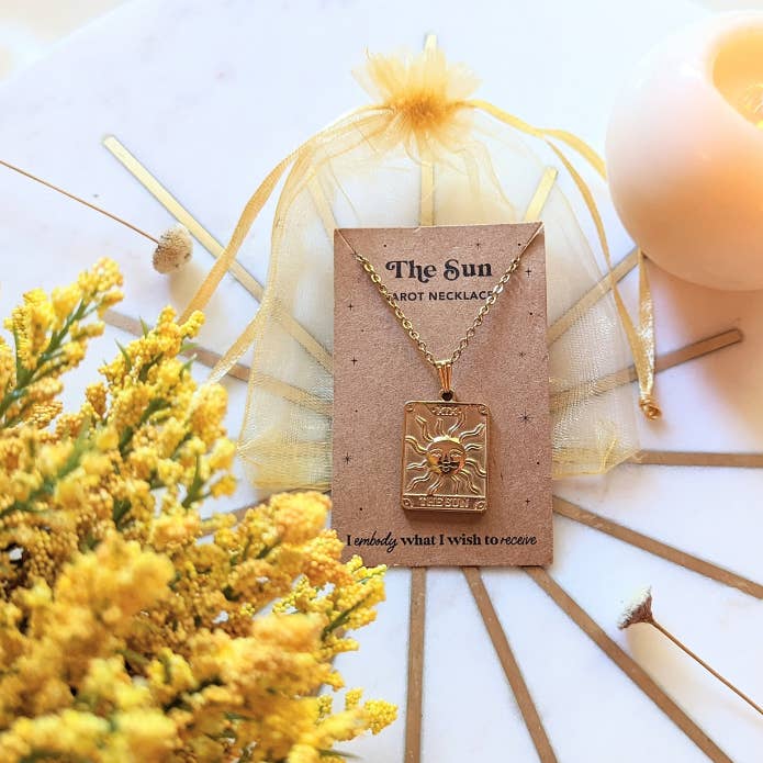 Tarot Sun Necklace - Handmade Sun Symbol Pendant with Tarot Card Design - Perfect for Spiritual Jewelry, Wiccan Gifts & Boho Fashion Accessories