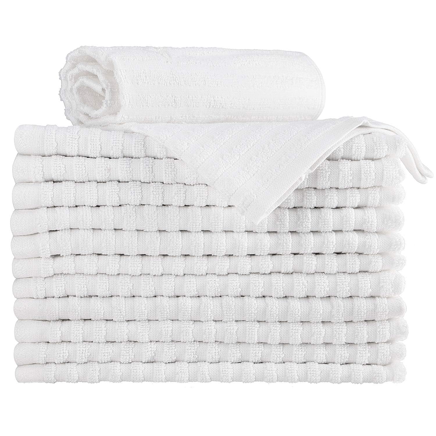 100% Cotton Bar Mop Towels - 36 Pack Premium Absorbent Kitchen & Bar Towels (16x19 Inches) - White - Ideal for Cleaning, Dish Drying & Commercial Use
