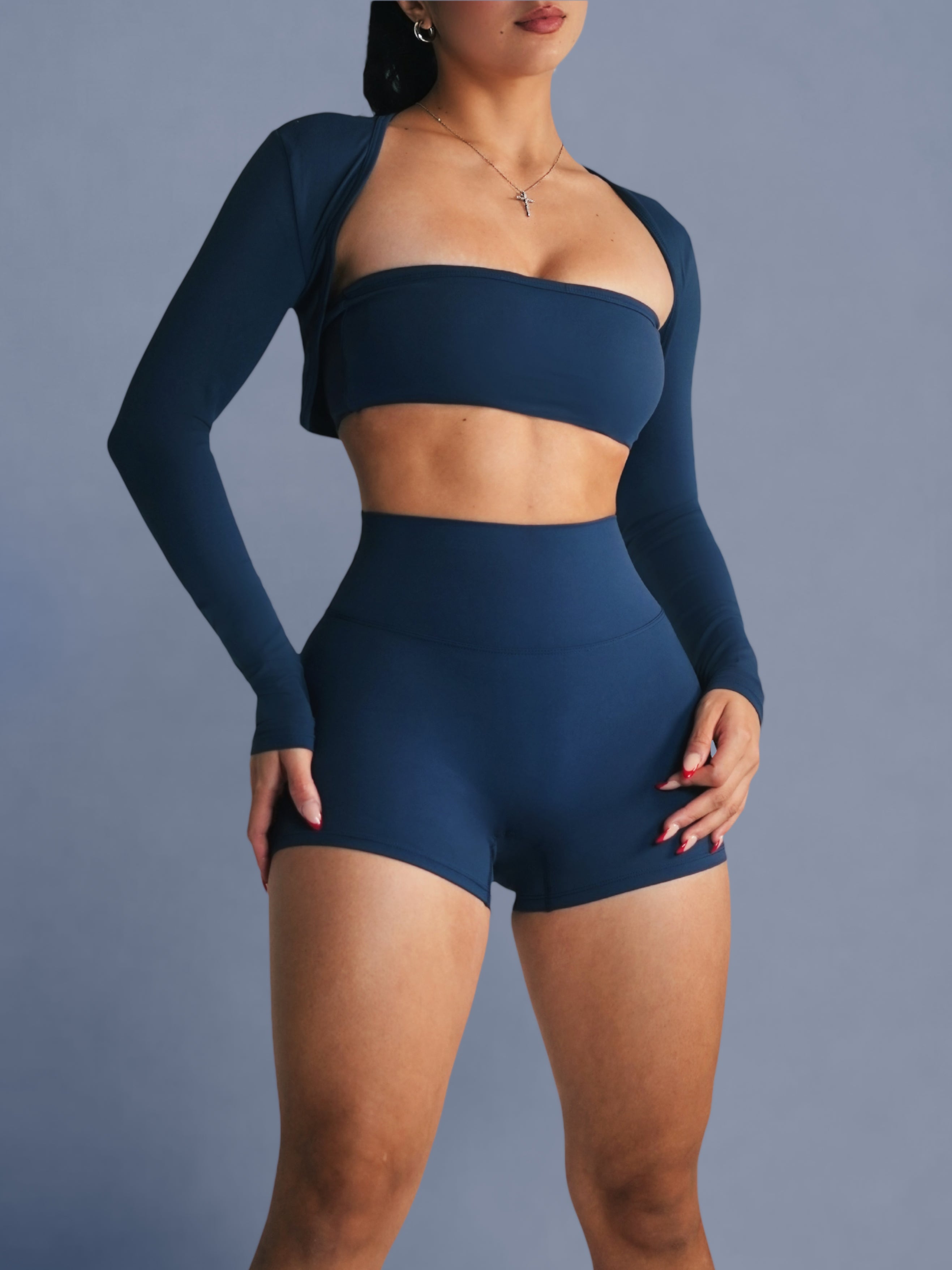 Embody Bolero Long Sleeve Shirt for Women - Eclipse Blue Flowy Cover Up Top for Beach, Yoga & Casual Wear