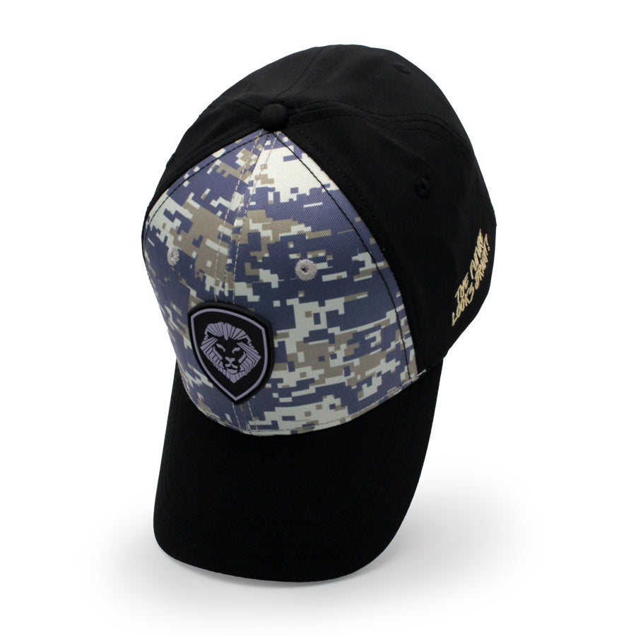 VT Shield Logo Snapback Hat - Navy & Grey Digital Camo Design for Men & Women | Stylish Adjustable Baseball Cap for Outdoor Sports, Casual Wear & Street Fashion