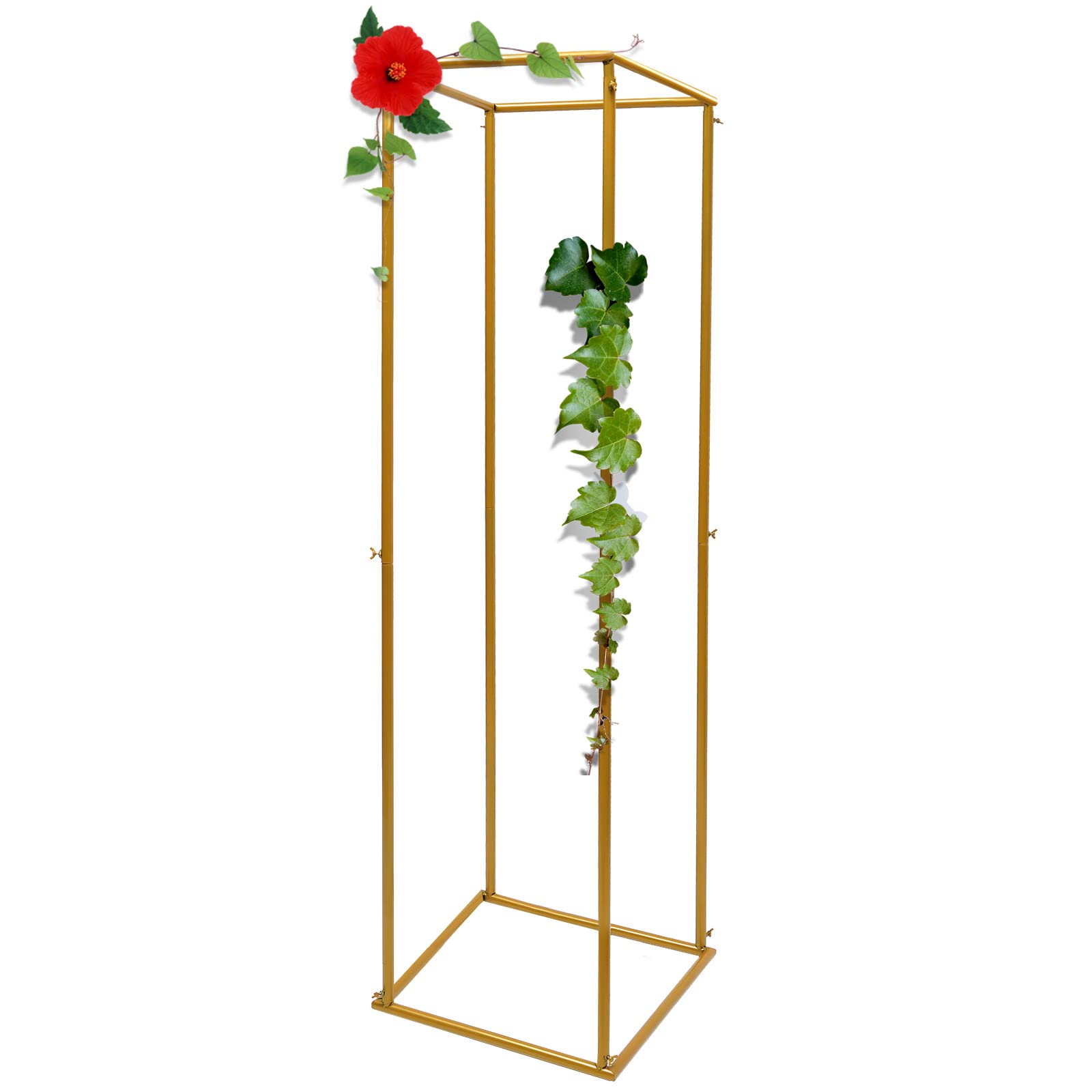 LYNICESHOP Gold Wedding Flower Stand - Elegant Centerpiece Vase Column for Wedding Party, Dinner, Restaurant & Hotel Decor - High Square Plant Stand Flower Holder for Ceremony Aisle, Reception Table Decorations