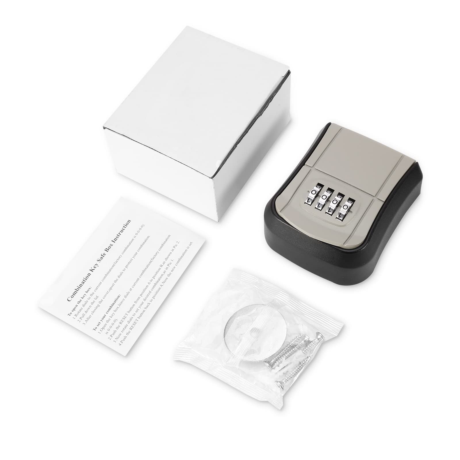 4-Digit Combination Key Lock Box - Wall Mounted, Waterproof & Portable Key Storage with Resettable Code for House Keys | Secure Outdoor & Indoor Use (3.7 Inch) - Perfect for Home, Office, Vacation Rentals & Airbnb
