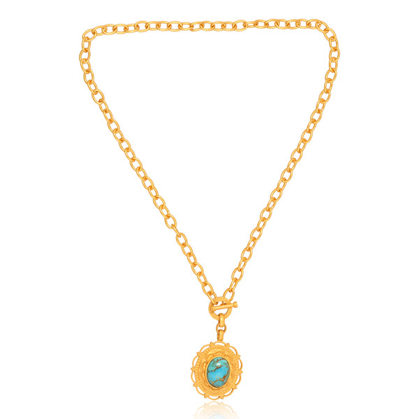 Meet Me in Mykonos Toggle Necklace - Turquoise Blue Boho Jewelry for Women | Perfect for Beach Vacations, Summer Outfits & Layering