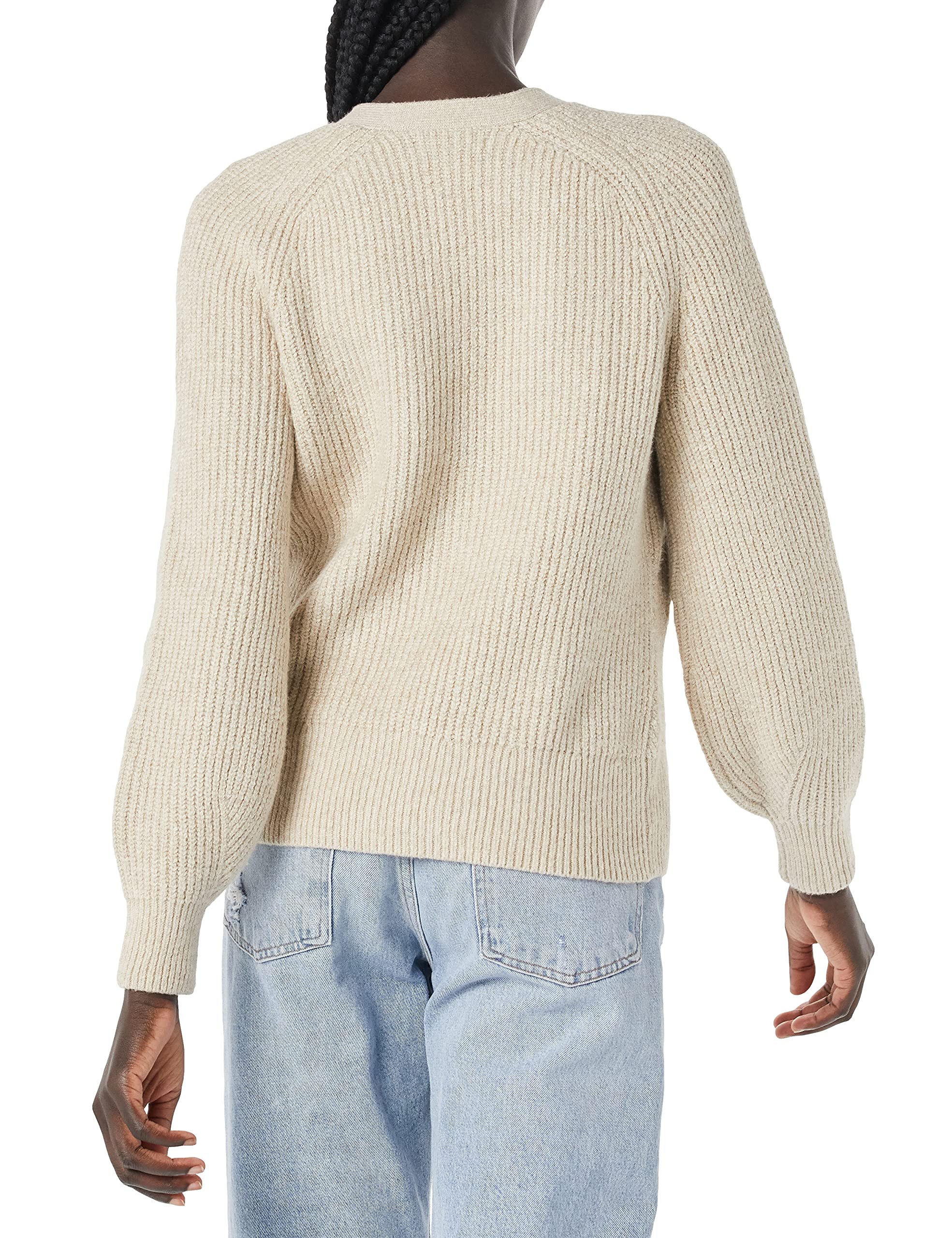 Amazon Essentials Women's Soft Touch Ribbed Blouson Cardigan Sweater - Cozy Knit Open Front Long Sleeve Wrap for Fall & Winter - Perfect for Office, Lounge & Casual Outfits