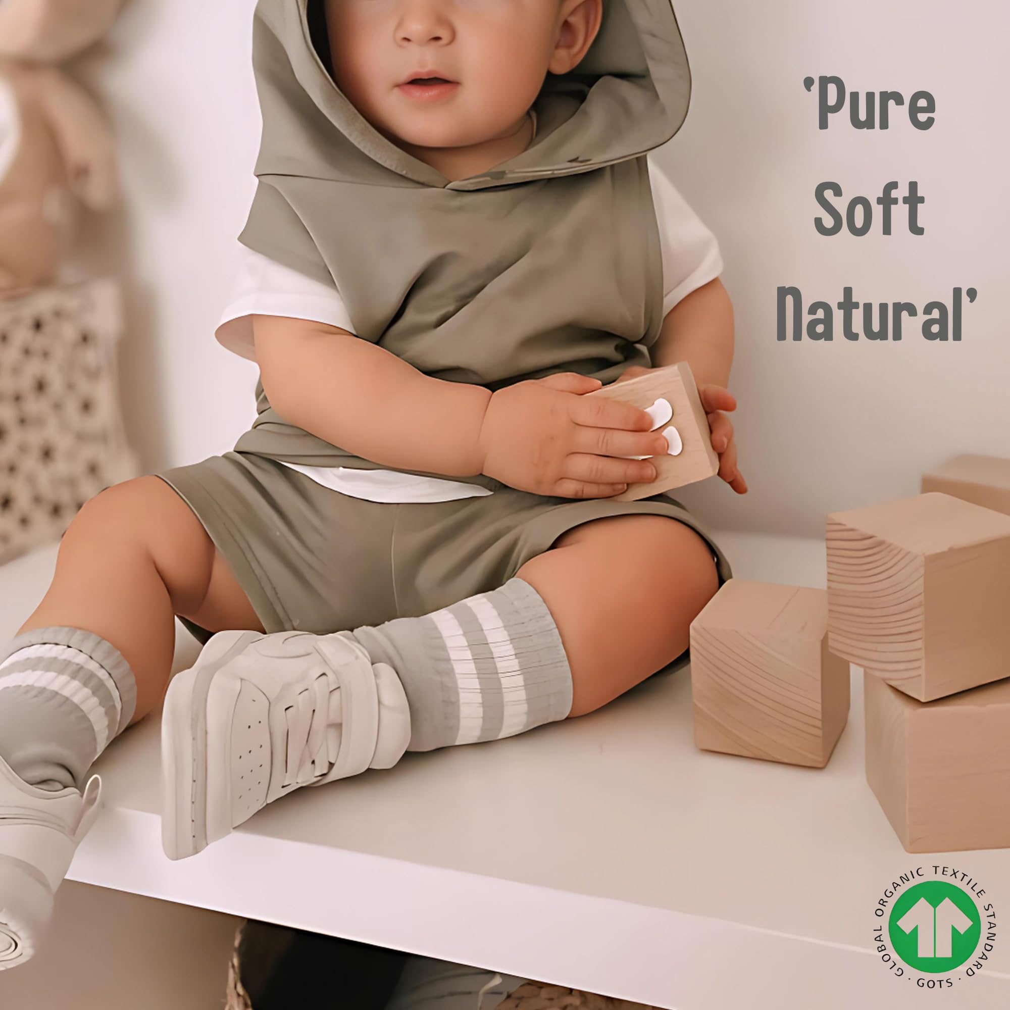 Bistyle Baby Grip Ankle Socks 6 Pairs - Soft Organic Cotton Non-Slip Socks for Newborns, Infants & Toddlers | Boys Girls Non-Slip Socks for Playtime, Crawling & First Steps