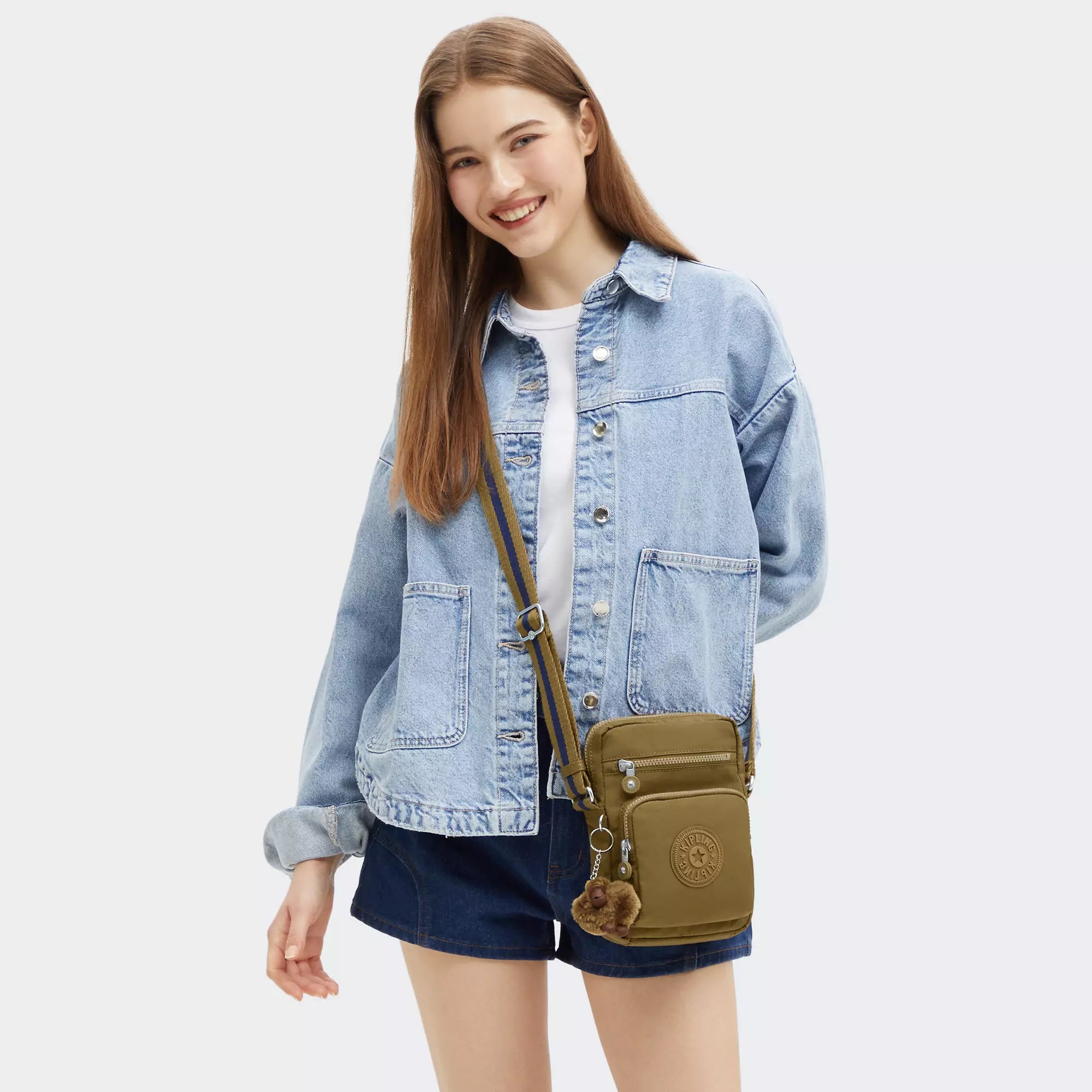 Kipling Gunne Crossbody Bag for Women - Lightweight & Water-Resistant Dry Laurel Design - Perfect for Travel, Work & Everyday Use