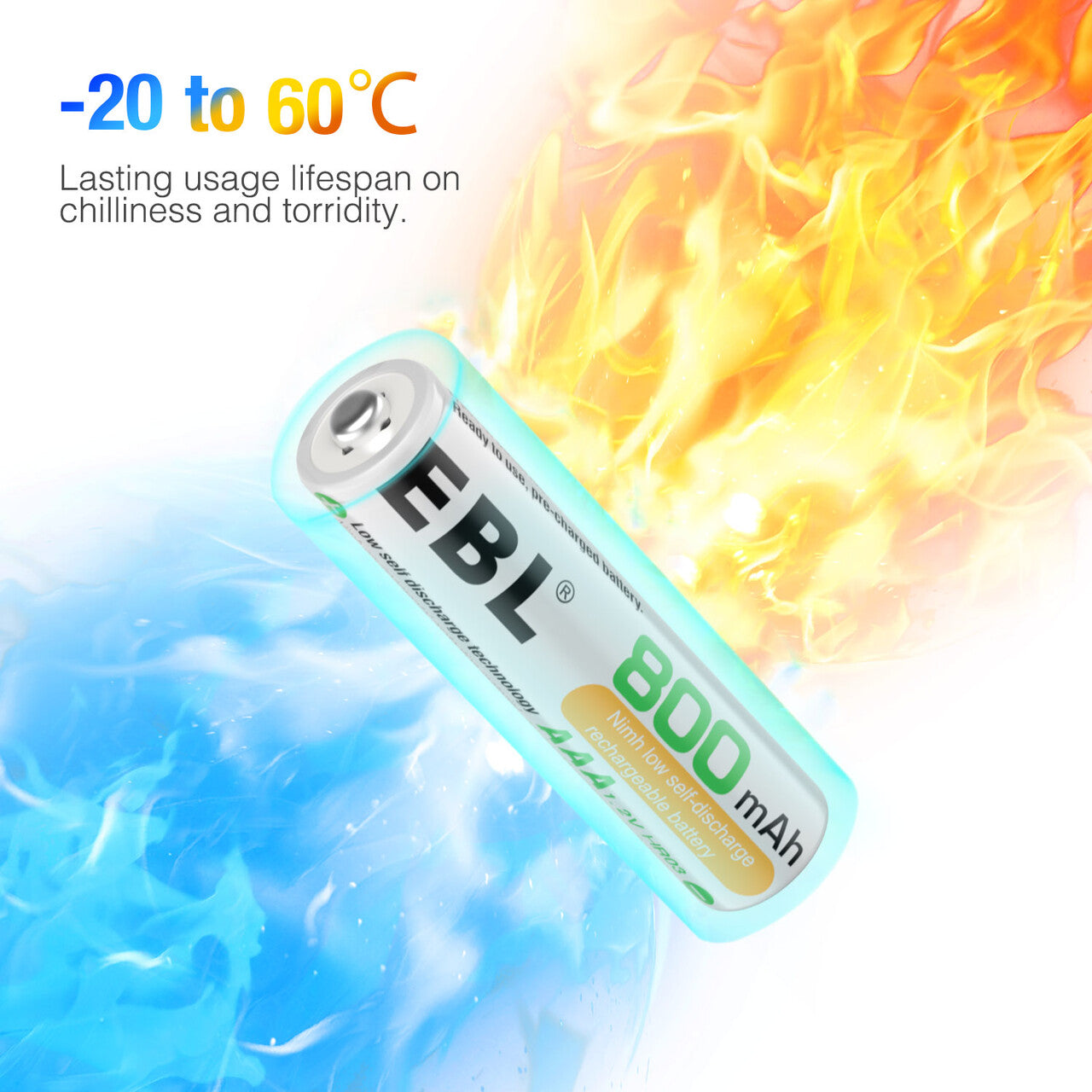 EBL AAA NiMH Rechargeable Batteries 1.2V 800mAh - 8 Pack High Capacity Low Self Discharge Batteries for Toys, Flashlights, Remote Controls & Electronic Devices
