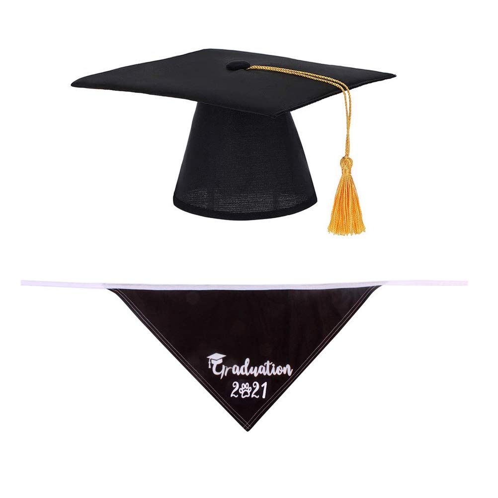 ABOOFAN 2 Pack Dog Graduation Caps with Absorbent Drool Towel - Fashionable Pet Accessories for Graduation Ceremonies & Photo Shoots