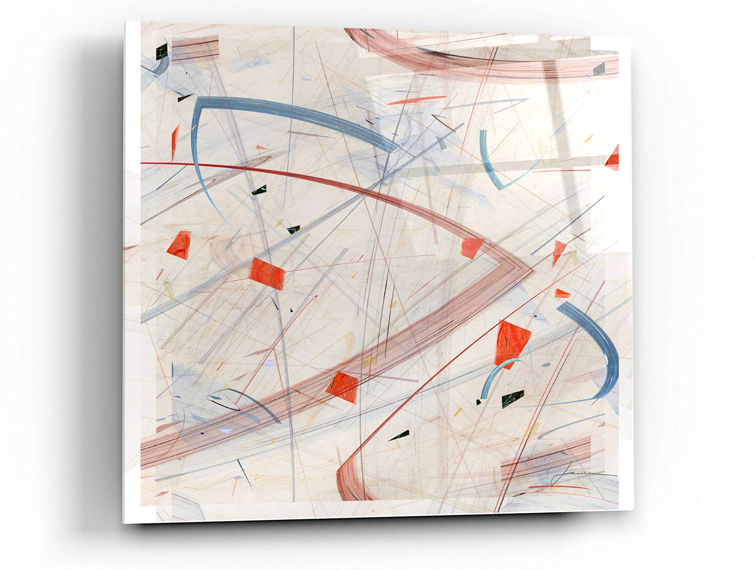 James Burghardt 'Vectora Panel II' Acrylic Glass Wall Art - 36x36 Inches Modern Abstract Painting for Living Room, Office & Bedroom Decor