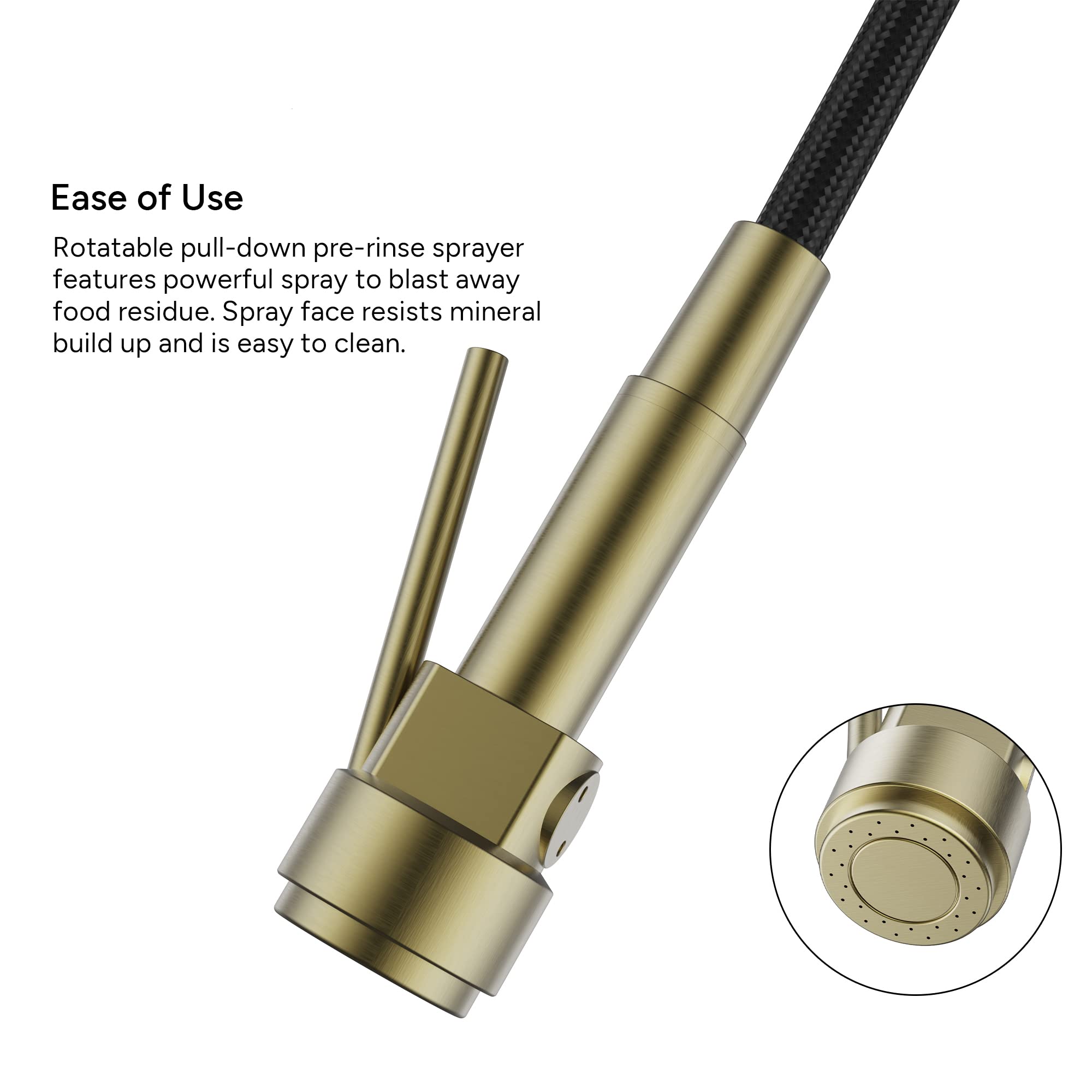 Commercial Pre-Rinse Kitchen Faucet with Pot Filler - Single Handle High Pressure Stainless Steel Sink Faucet with Pull Down Sprayer, 2-Function Spray Modes, Gold Finish - Perfect for Restaurants, Home Kitchens & High-Traffic Cooking Areas