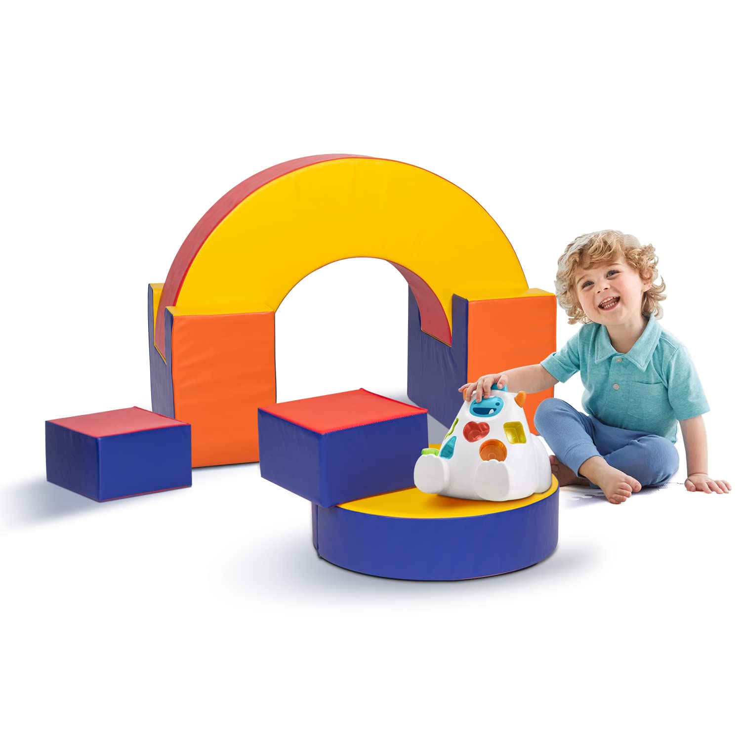 Pongsona Soft Foam Climbing Blocks for Toddlers 1-3 Years - 6 Piece Indoor Play Gym Set for Climbing, Crawling & Motor Skills Development - Perfect for Daycare, Playroom & Home Toddler Activities