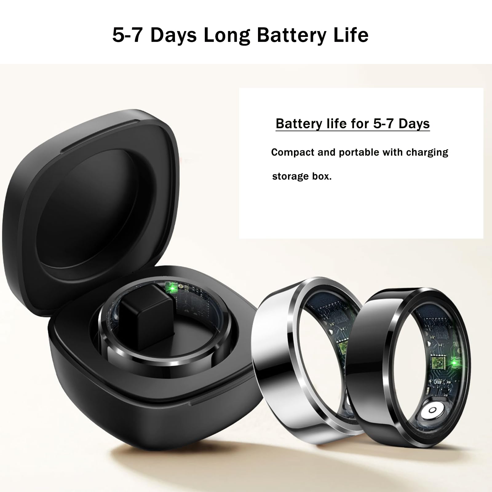 HitTopss Smart Ring – Fitness & Sleep Tracker for Men & Women, Heart Rate & Blood Oxygen Monitor, IP68 Waterproof, No App Subscription Needed (Silver, Size 9) – Perfect for Workouts, Sleep Analysis & Daily Health Tracking