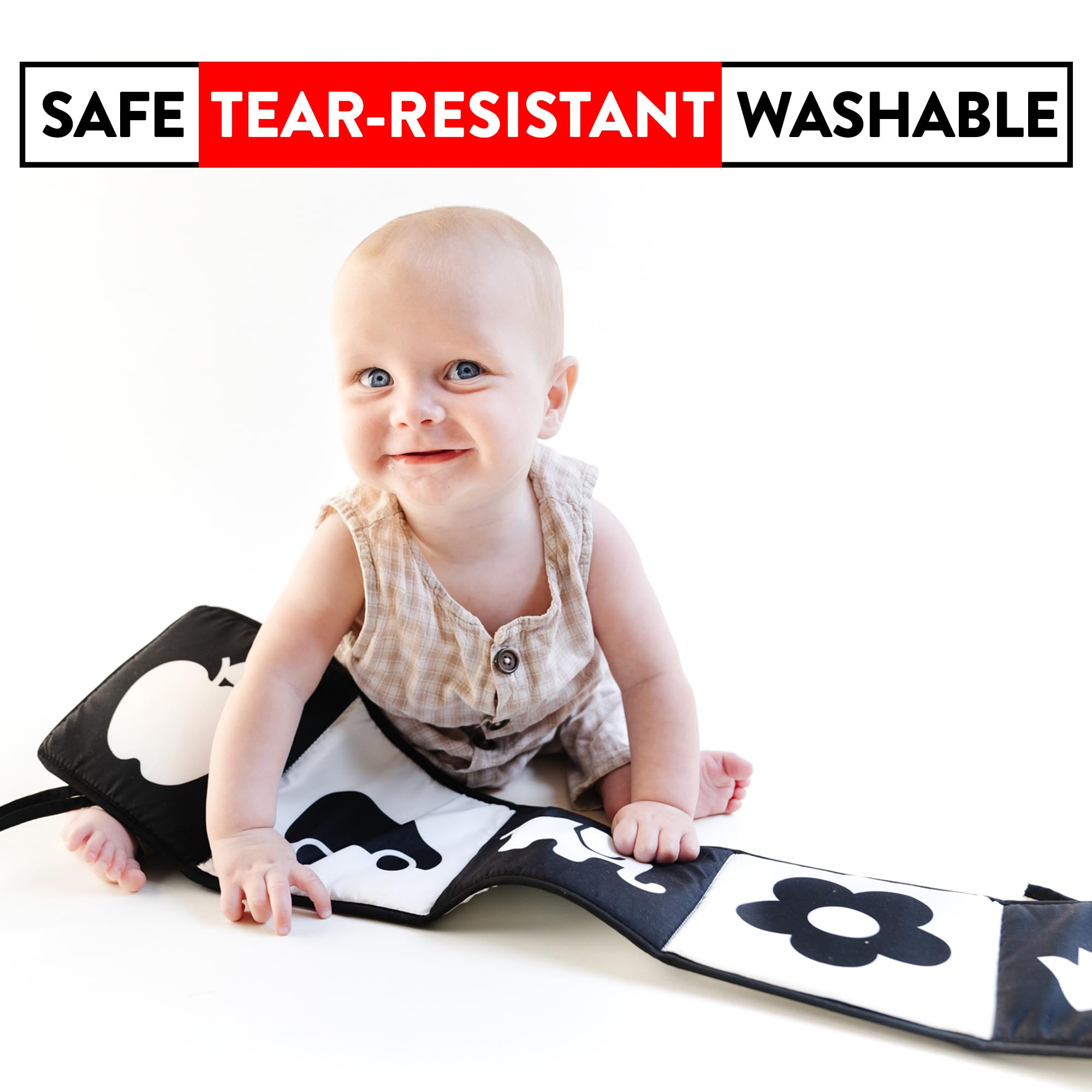High Contrast Baby Toys 0-6 Months - Black & White Newborn Books & Tummy Time Mirror for Infant Development