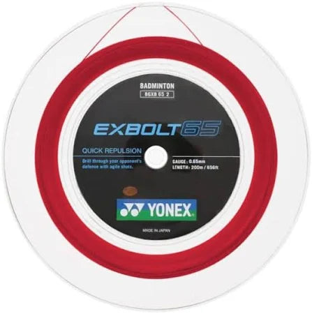 Yonex Exbolt 65 Badminton String [200m Reel] - High Performance Badminton Racket String for Professional Players - Perfect for Tournament Play and Training Sessions