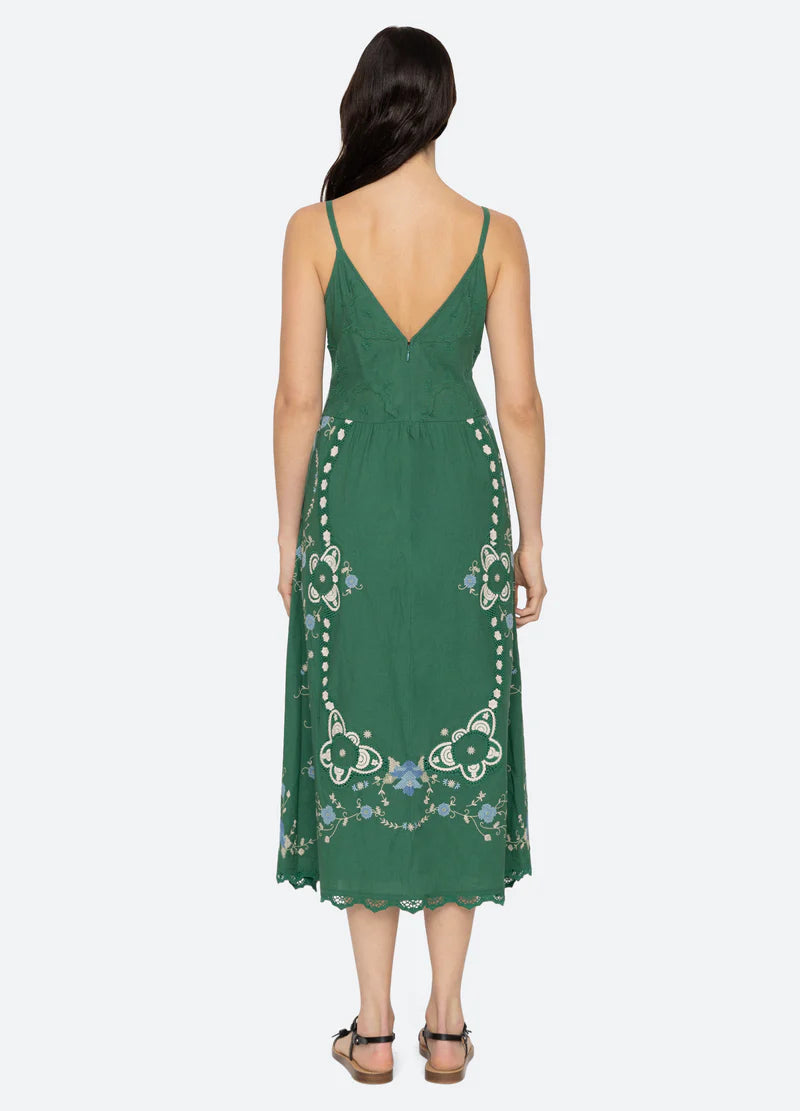 Sea New York Vesna Embroidery Slip Dress - Floral Lace Trim Summer Maxi Dress for Women | Perfect for Beach Vacations, Weddings & Date Nights
