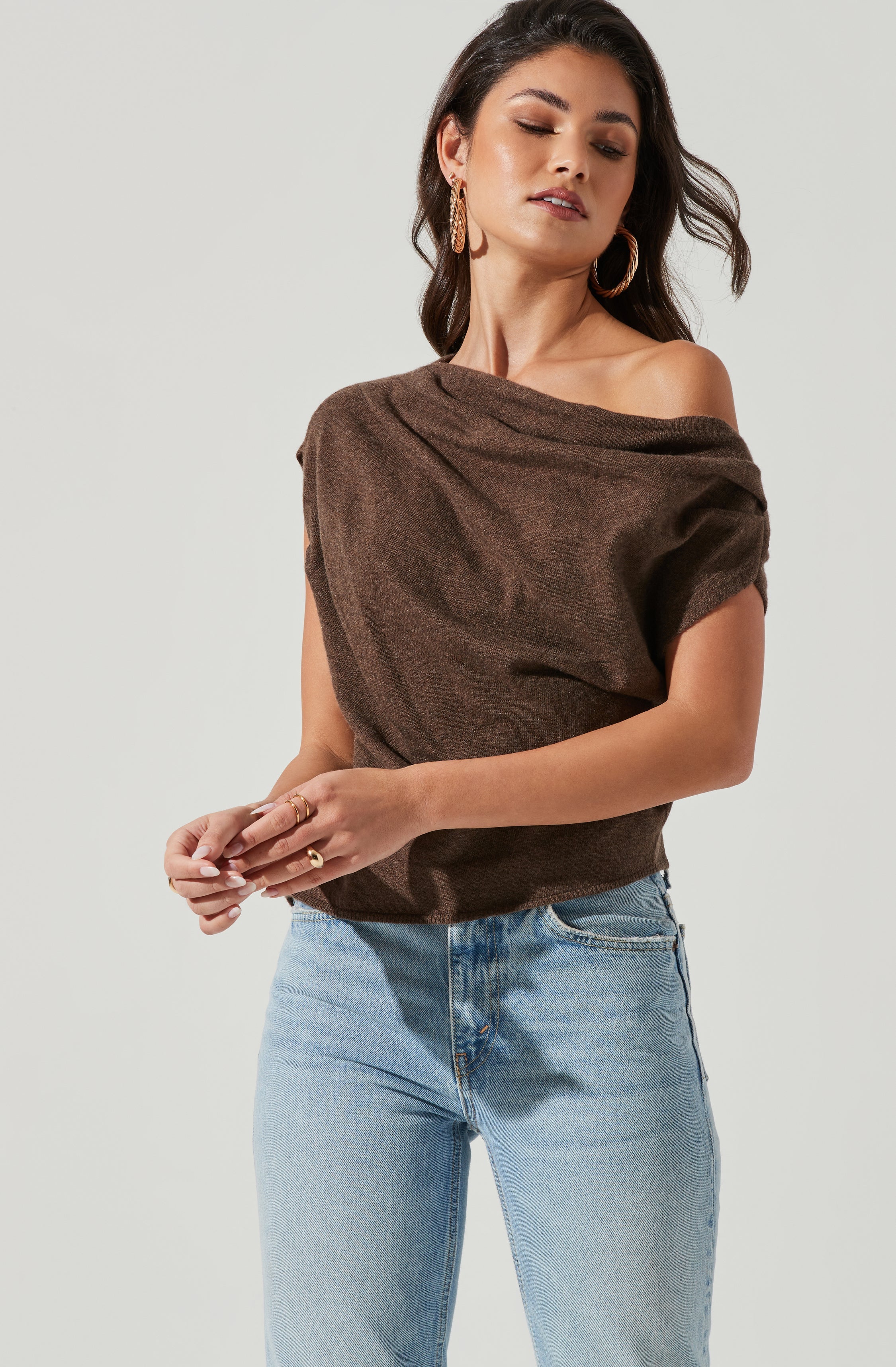 Devin Women's Sleeveless One Shoulder Knit Sweater - Sexy Off Shoulder Pullover for Date Night & Evening Parties