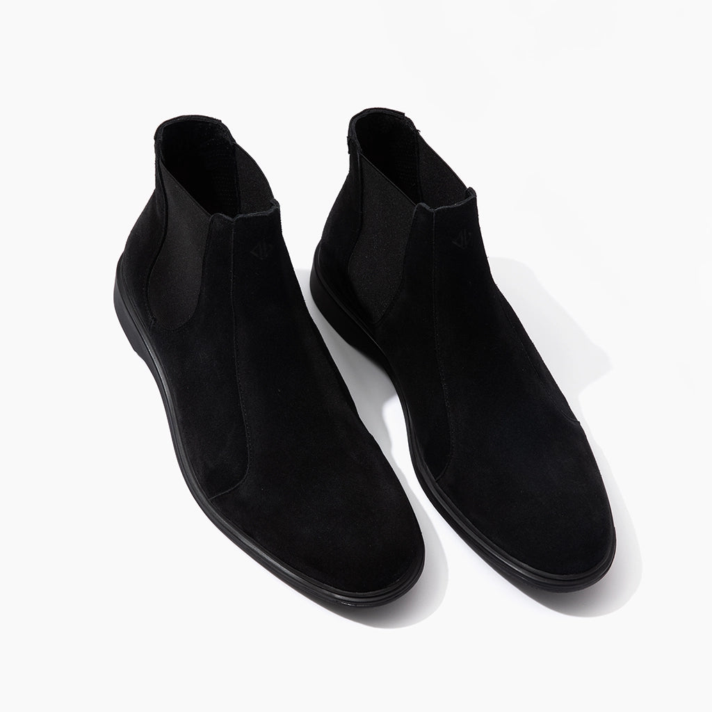 The Chelsea Boots for Men - Classic Mid-Calf Leather Boots in Midnight Black | Perfect for Casual Wear, Office & Outdoor Adventures