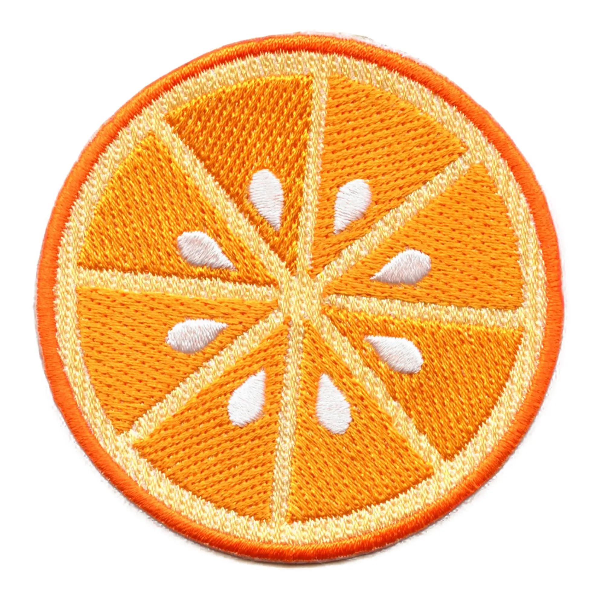 Orange Slice Round Patch - Fresh Cut Citrus Embroidered Iron On Applique for DIY Crafts, Jackets & Backpacks - Fun Fruit Design for Clothing, Hats & Accessories