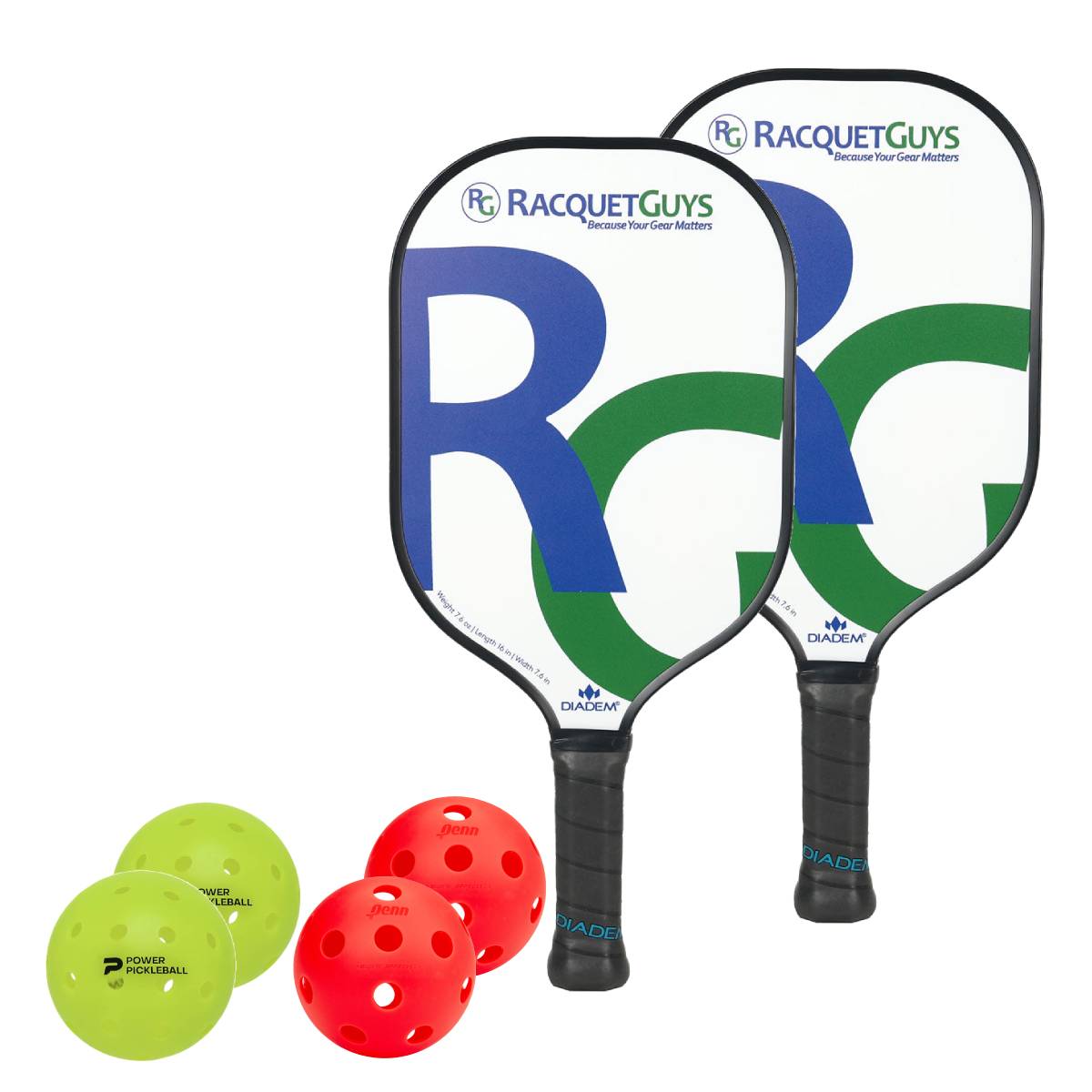 Diadem Riptide RG 2 Paddle Pickleball Bundle - Premium Pickleball Paddles Set with Comfort Grip - Perfect for Outdoor & Indoor Court Games, Tournaments and Recreational Play