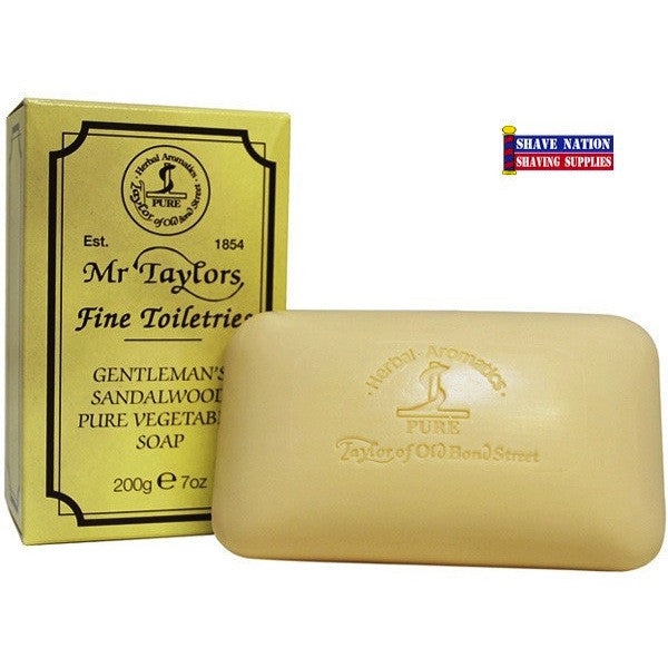 Taylor of Old Bond Street Sandalwood Luxury Shaving Soap Bar for Men - Classic Grooming & Sensitive Skin Care - Perfect for Wet Shaving & Beard Prep