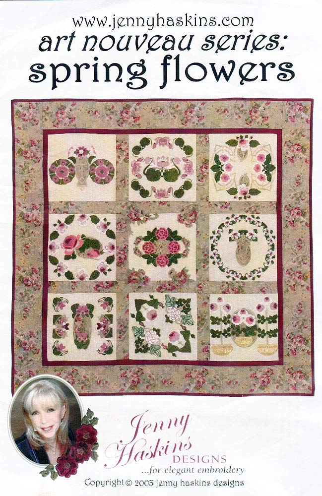 Jenny Haskins Art Nouveau Spring Flowers Collection - Elegant Floral Embroidery Designs for Home Decor & DIY Craft Projects