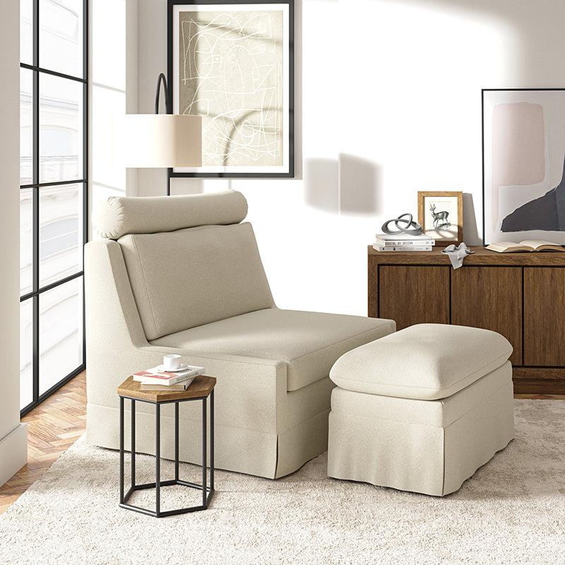Tobias Modern Style 45W Slipcovered Living Room Chair with Ottoman - Comfortable Lounge Chair for Living Room, Bedroom & Office