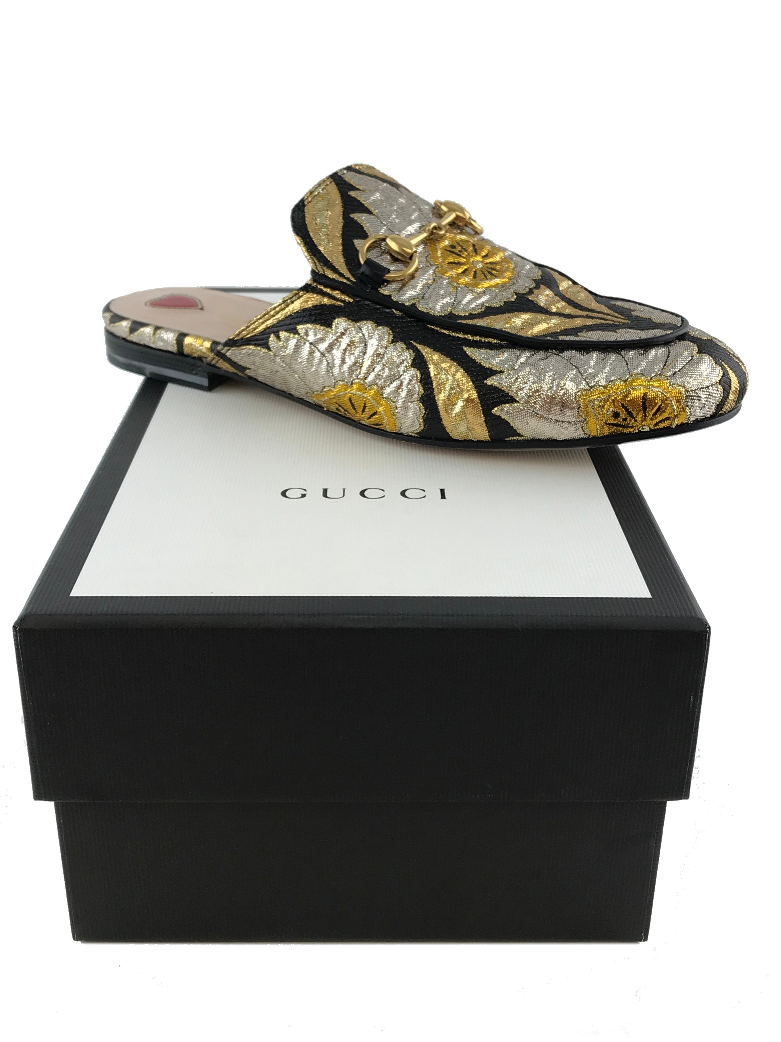 Gucci Princetown Floral Jacquard Horsebit Mules Women's Size 6.5 - Luxury Designer Slip-On Loafers for Casual Outings & Office Wear