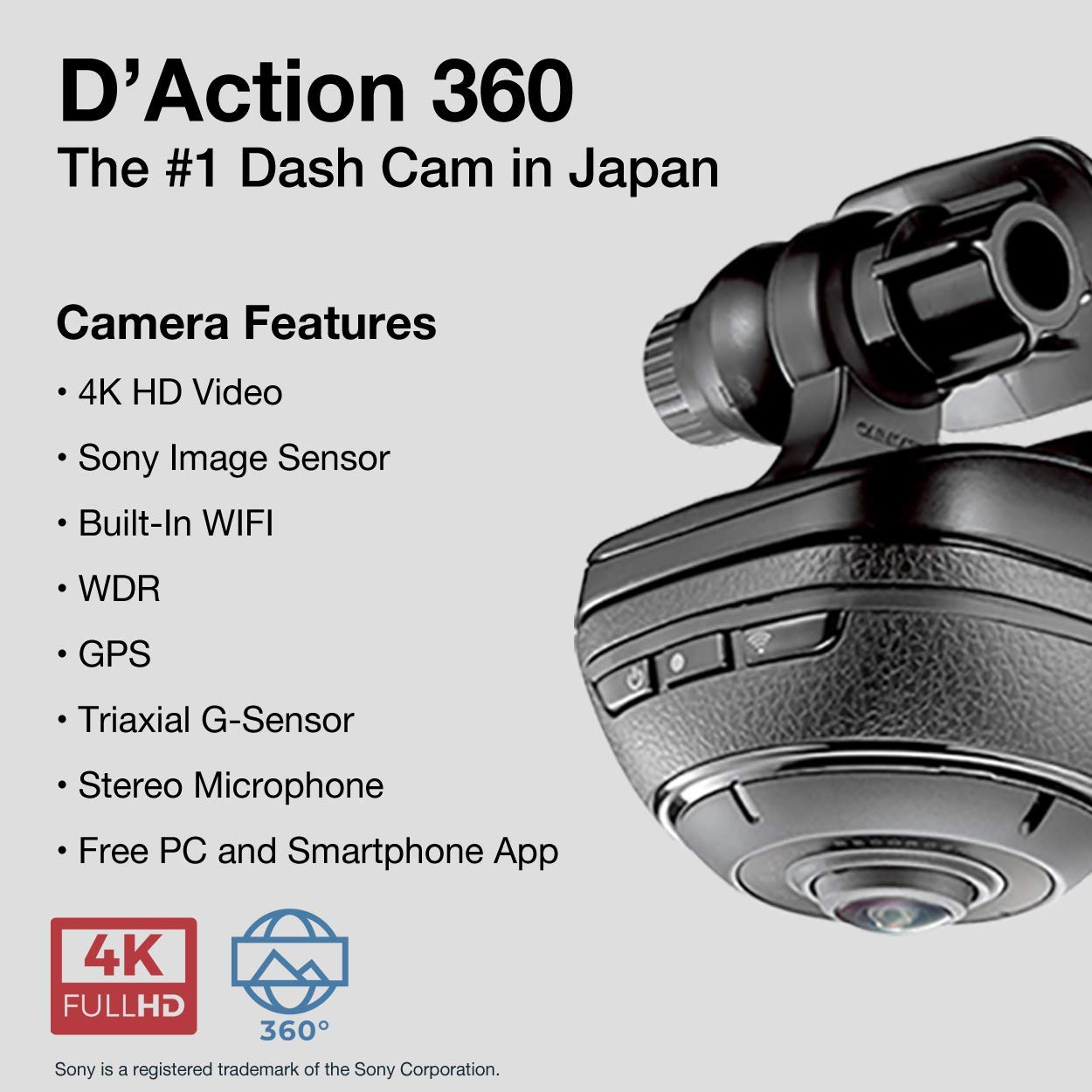 RAZO DC3000A 360 Degree Action Dash Cam - 4K Car Camera with Built-in WiFi, GPS, Sony Sensor, WDR, 3-Axis G-Sensor & Stereo Mic | Ultimate Driving Security for Road Trips, Commuting & Parking Surveillance