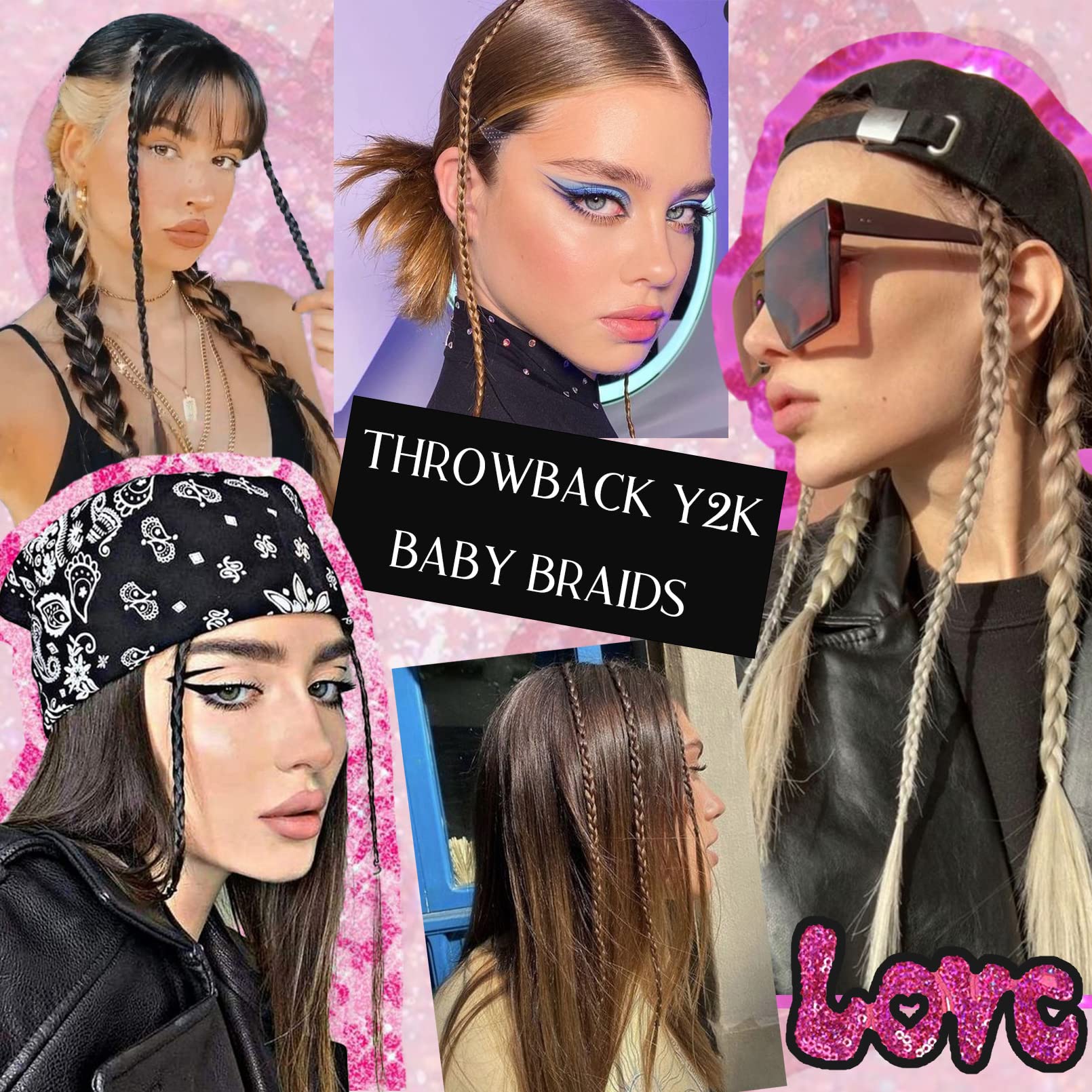 4 PCS HOOJIB Braided Hair Extensions - 20 Inch Ginger Clip-in Baby Braids for Women | Natural Soft Synthetic Hair for Front Side Bangs & Curtain Bangs | Perfect for Daily Wear, Parties & Cosplay