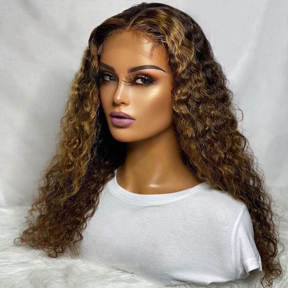 HD Transparent 13x6 Lace Front Human Hair Wigs - 180 Density Ombre 1B/30 Curly Brazilian Remy Hair Wig with Baby Hair & Pre-Plucked Bleached Knots (22 Inch) | Perfect for Daily Wear, Cosplay, Parties & Special Occasions