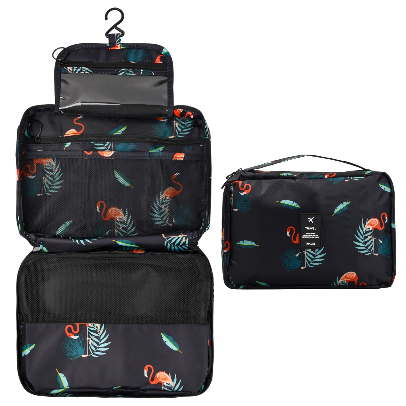 Waterproof Hanging Toiletry Bag - 4 Compartment Travel Cosmetic Organizer for Bathroom, Shower & Camping