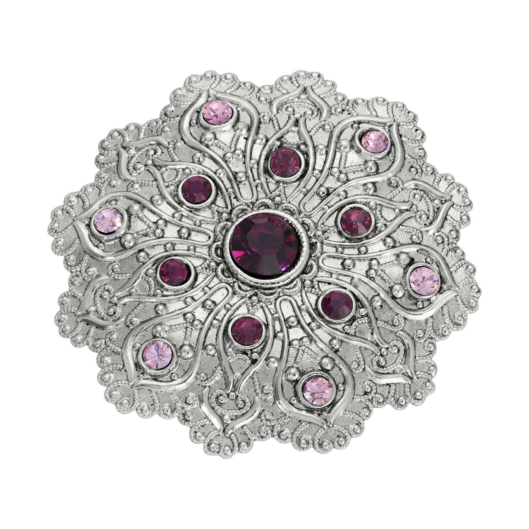 Vintage 1928 Imperial Silver Tone Flower Crystal Brooch - Elegant Antique Jewelry for Women, Perfect for Weddings, Parties & Special Occasions